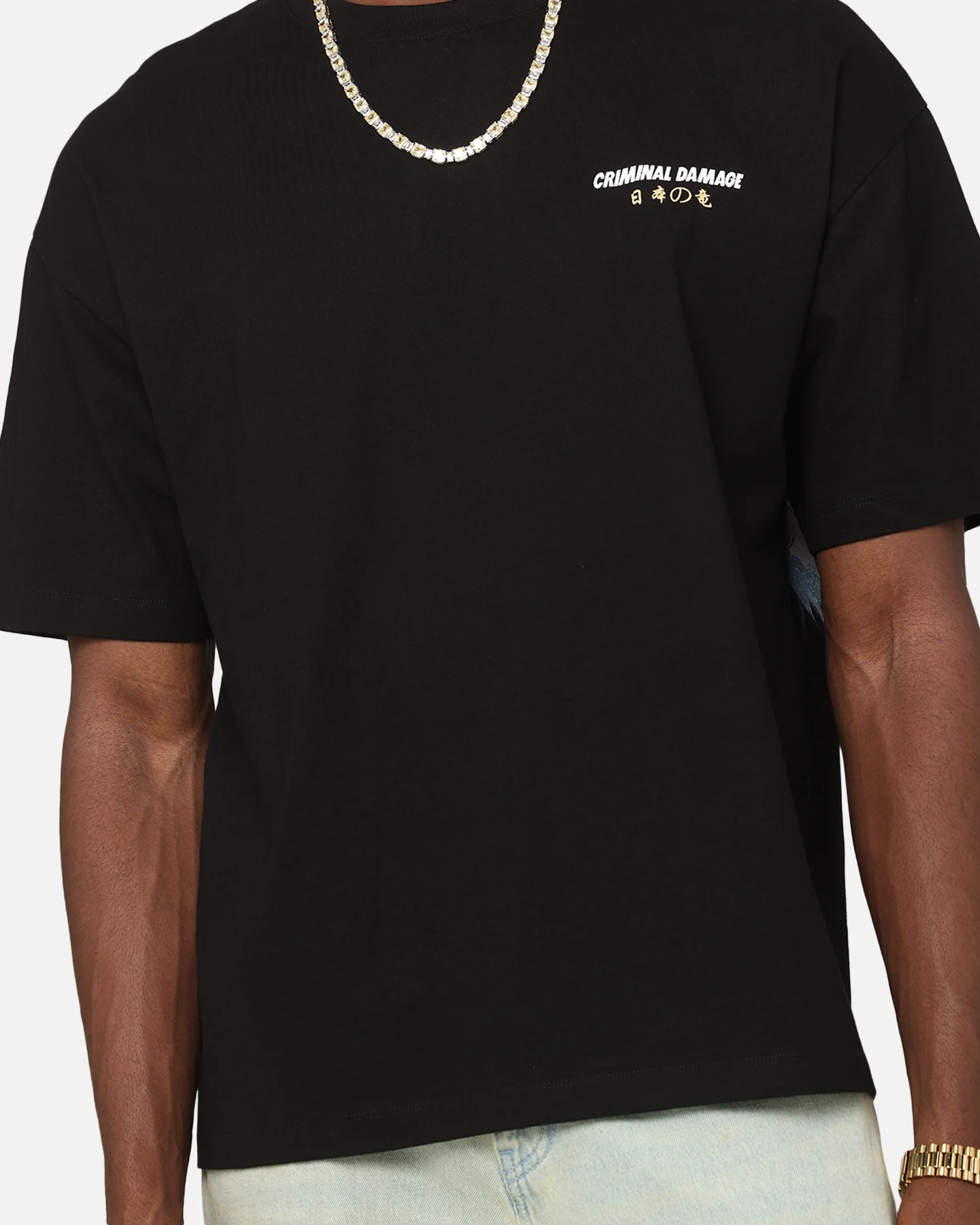 Criminal Damage Dragon Wave T-Shirt Washed Black - Image 8