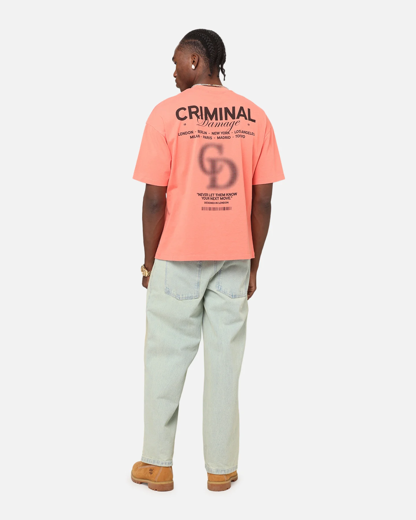 Criminal Damage International T-Shirt Coral - Image 3