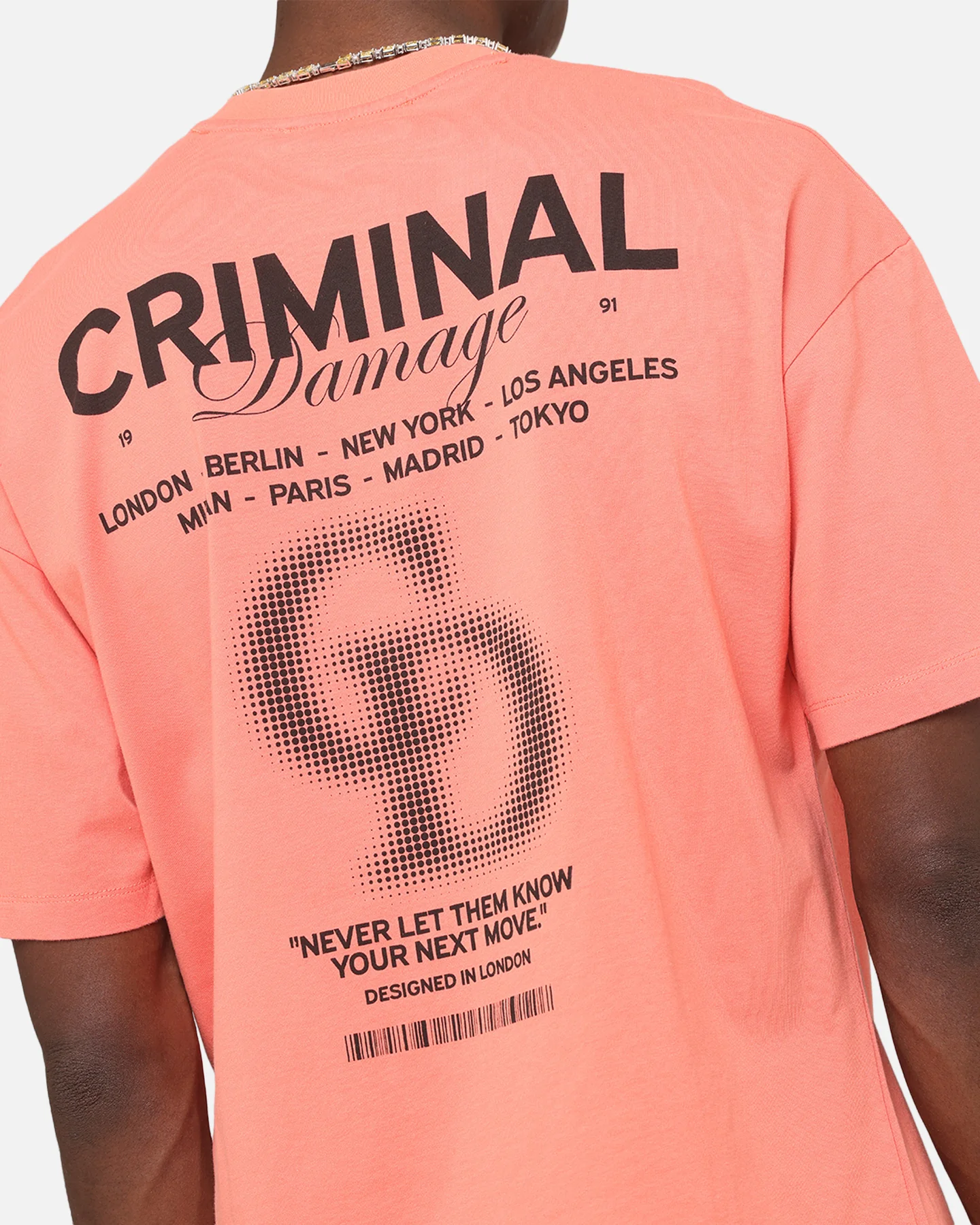 Criminal Damage International T-Shirt Coral - Image 7