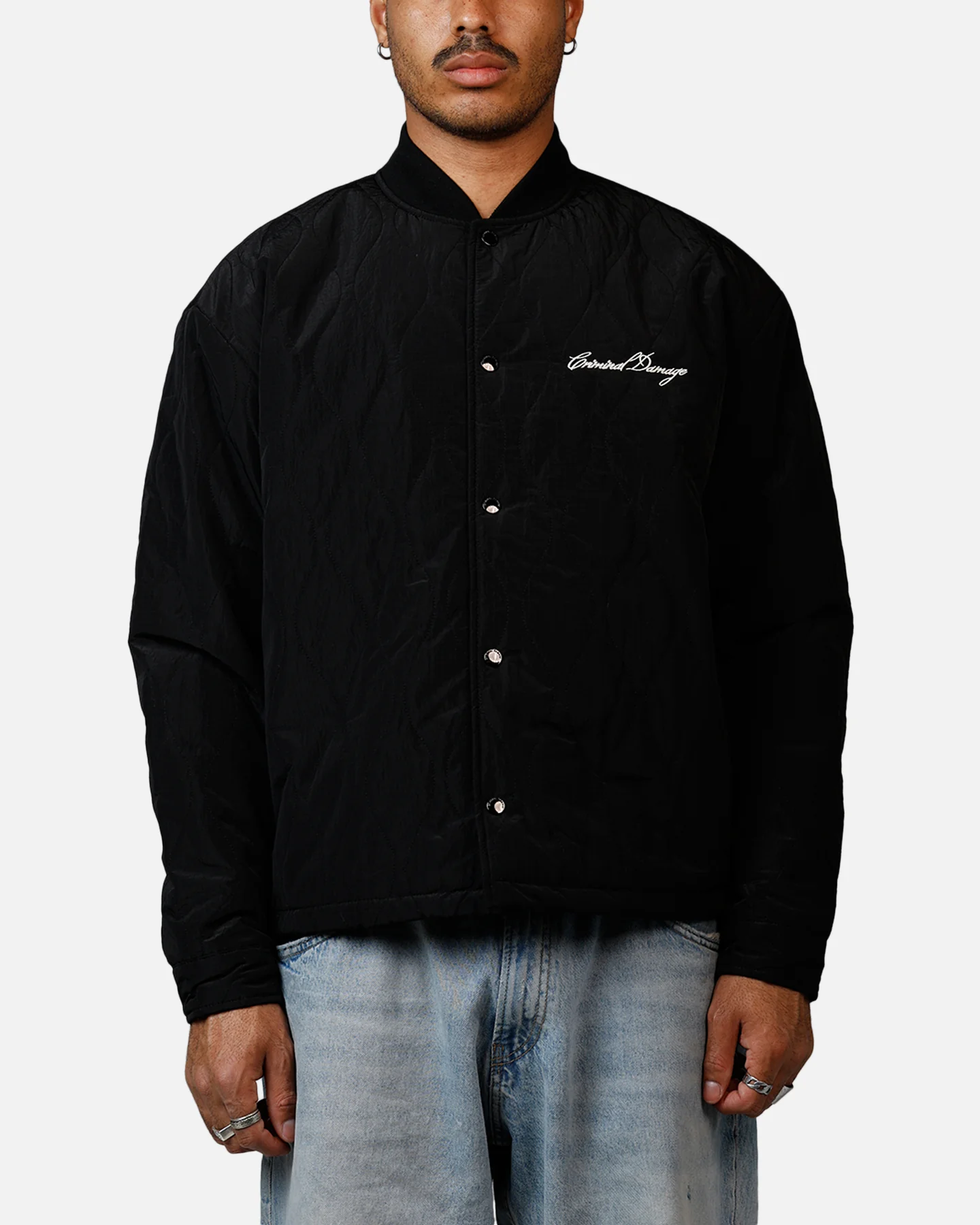 Criminal Damage Quilted Bomber Black - Image 2