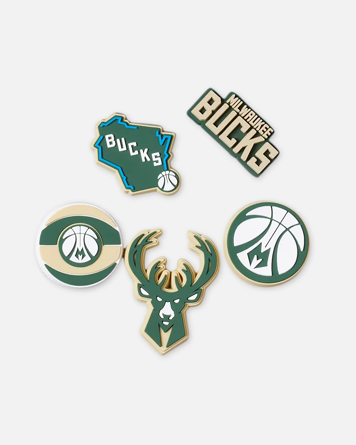 Crocs X NBA Milwaukee Bucks 5 Pack Jibbitz Charms Multi - Image 3