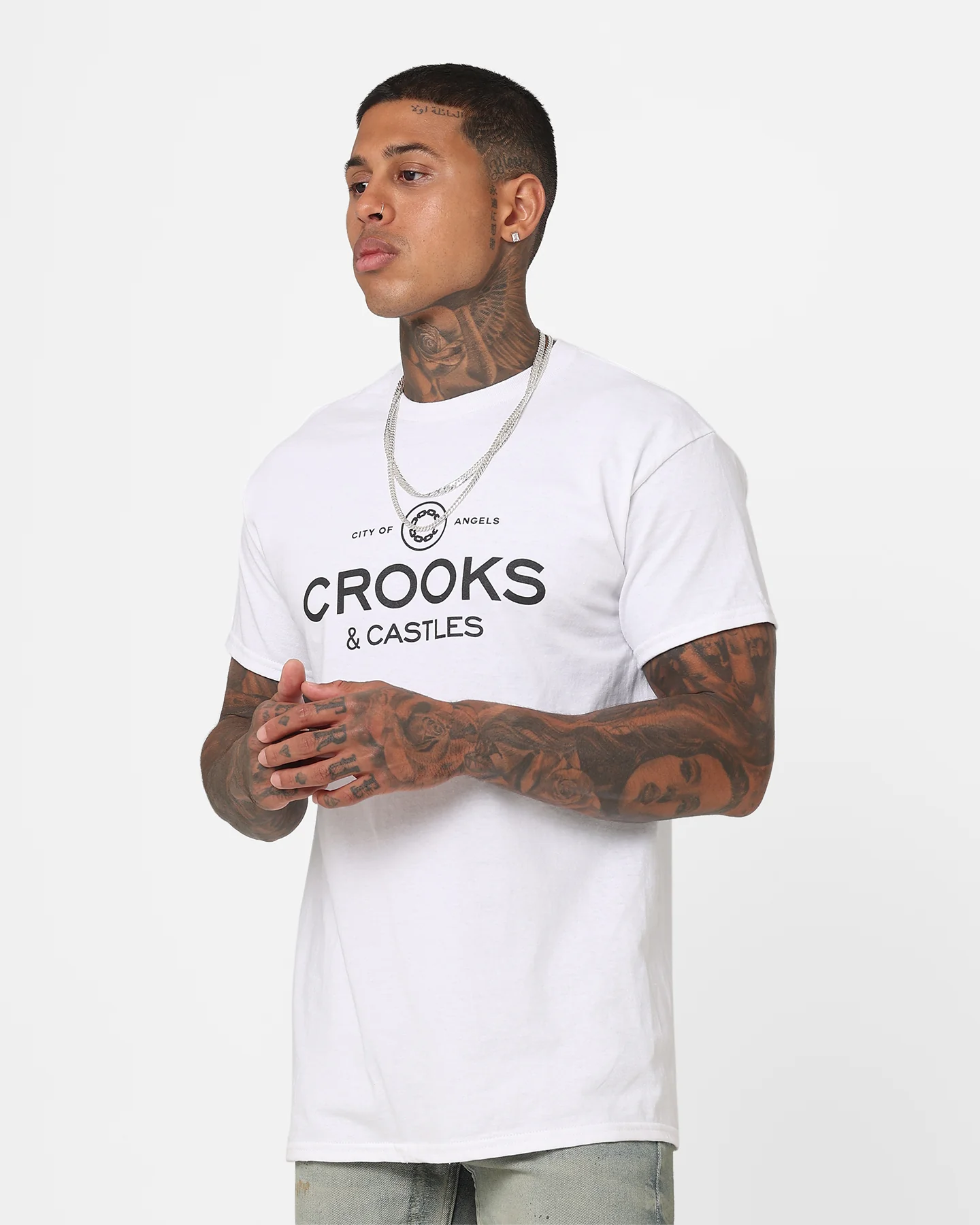 Crooks & Castles City Of Chains T-Shirt White - Image 6