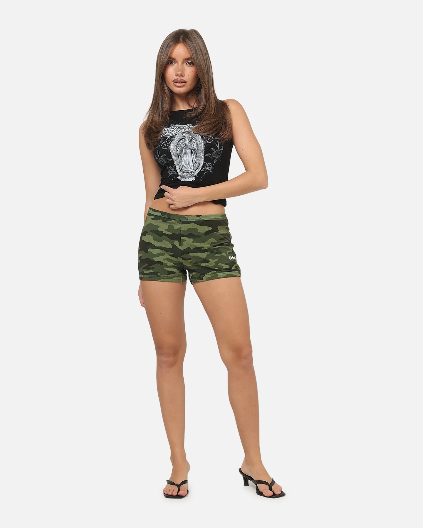 Ed Hardy Women's Crossed Mini Shorts Woodland Camo - Image 2