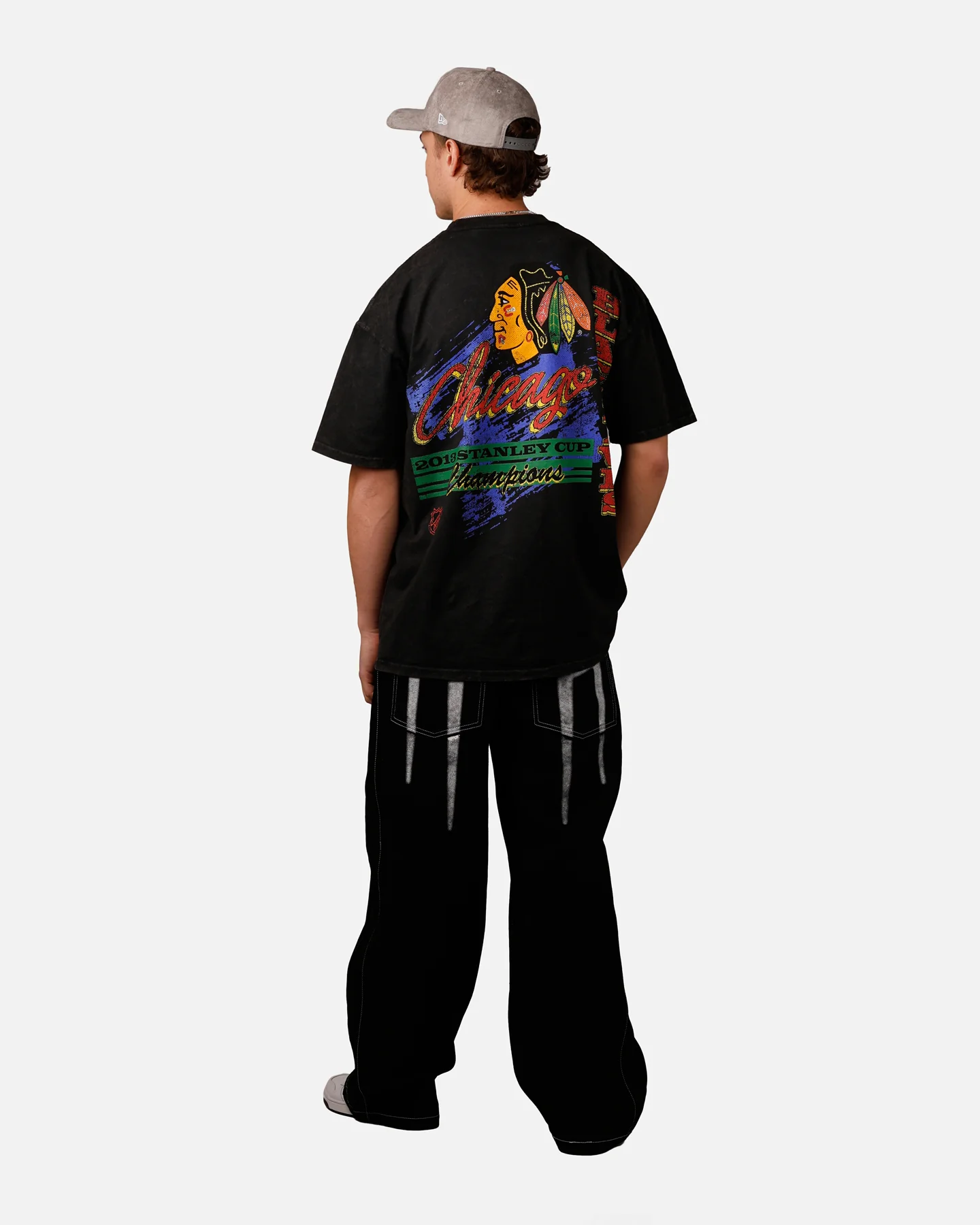 Culture Kings Chicago Blackhawks Vintage T-Shirt Black Acidwash - Image 6