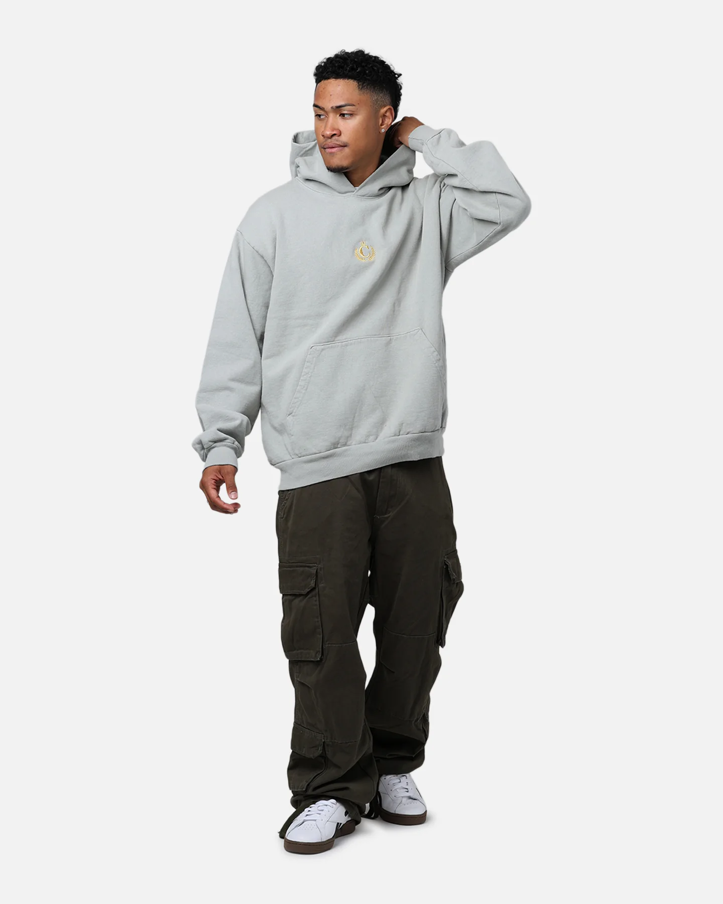 Culture Kings CK Embroidered Hoodie Sage - Image 3