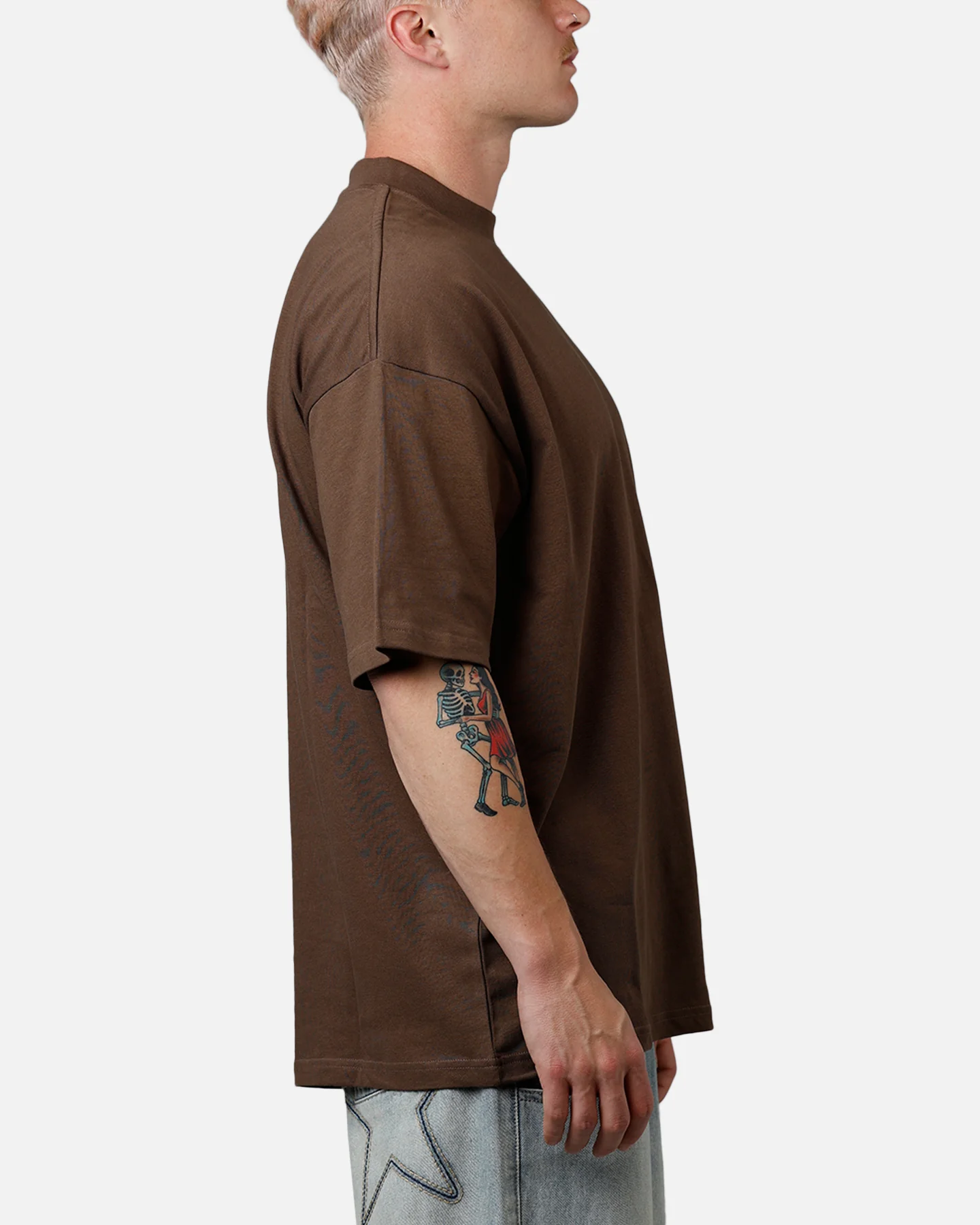 Culture Kings Everyday Mock Neck T-Shirt Brown - Image 4