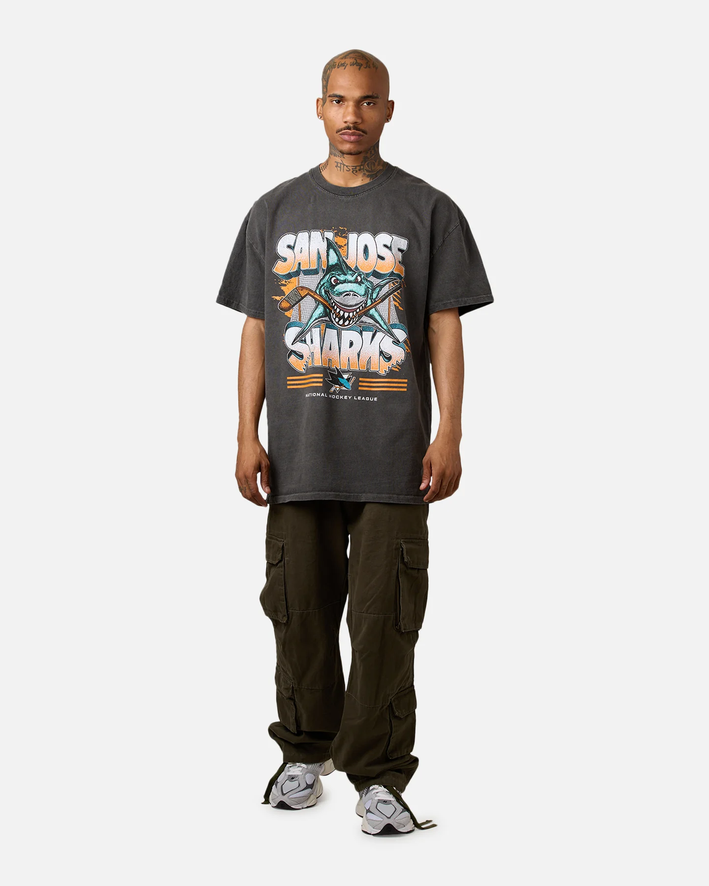 Culture Kings San Jose Sharks Shark Attack Heavyweight T-Shirt Black Wash - Image 3