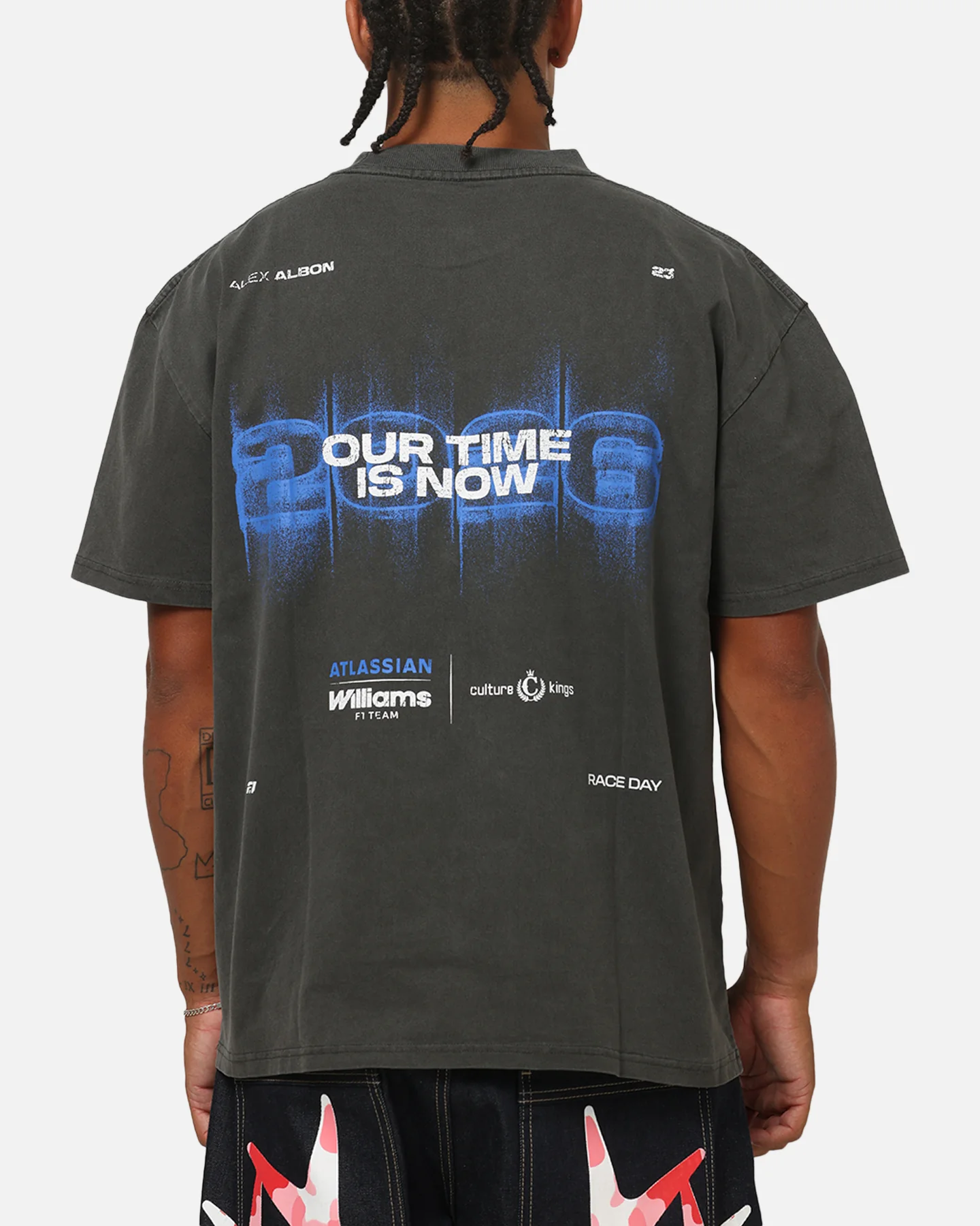Culture Kings X Atlassian Williams F1 Team Alex Albon T-Shirt Black Acidwash - Image 2