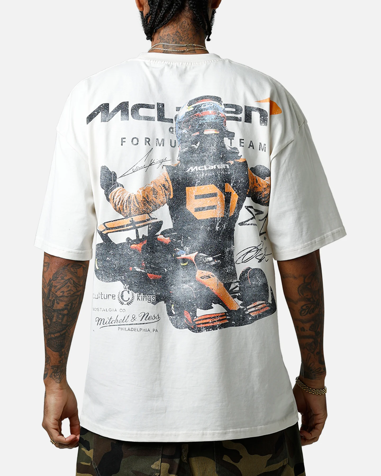 Culture Kings X Mclaren Oscar Piastri 'Vegas Grand Prix 2024' Signature T-Shirt Off White - Image 2