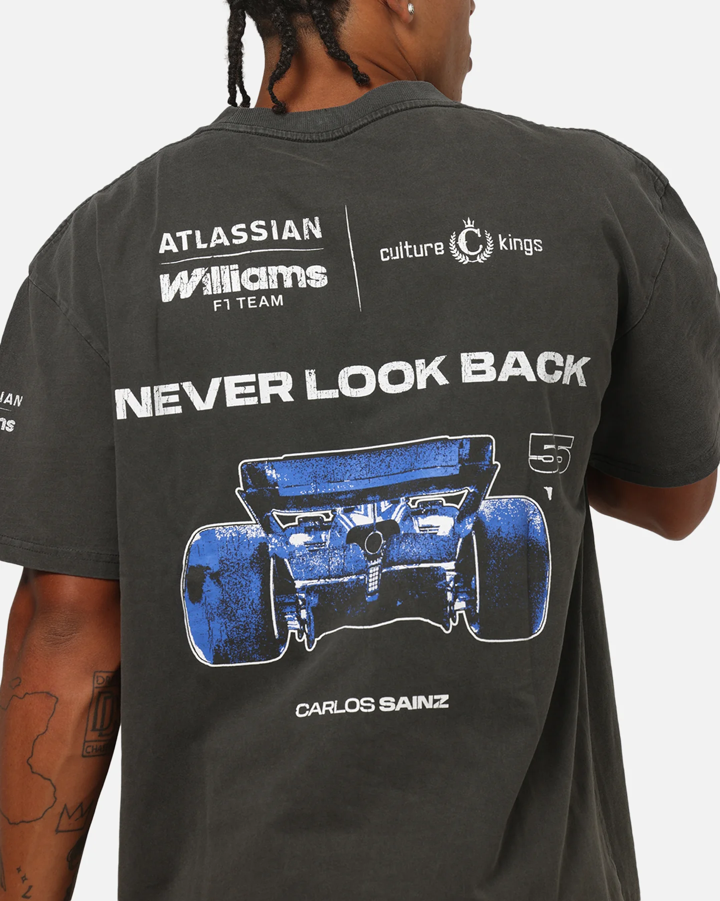 Culture Kings X Atlassian Williams F1 Team Carlos Sainz Jr. Heavy T-Shirt Black Acidwash - Image 8