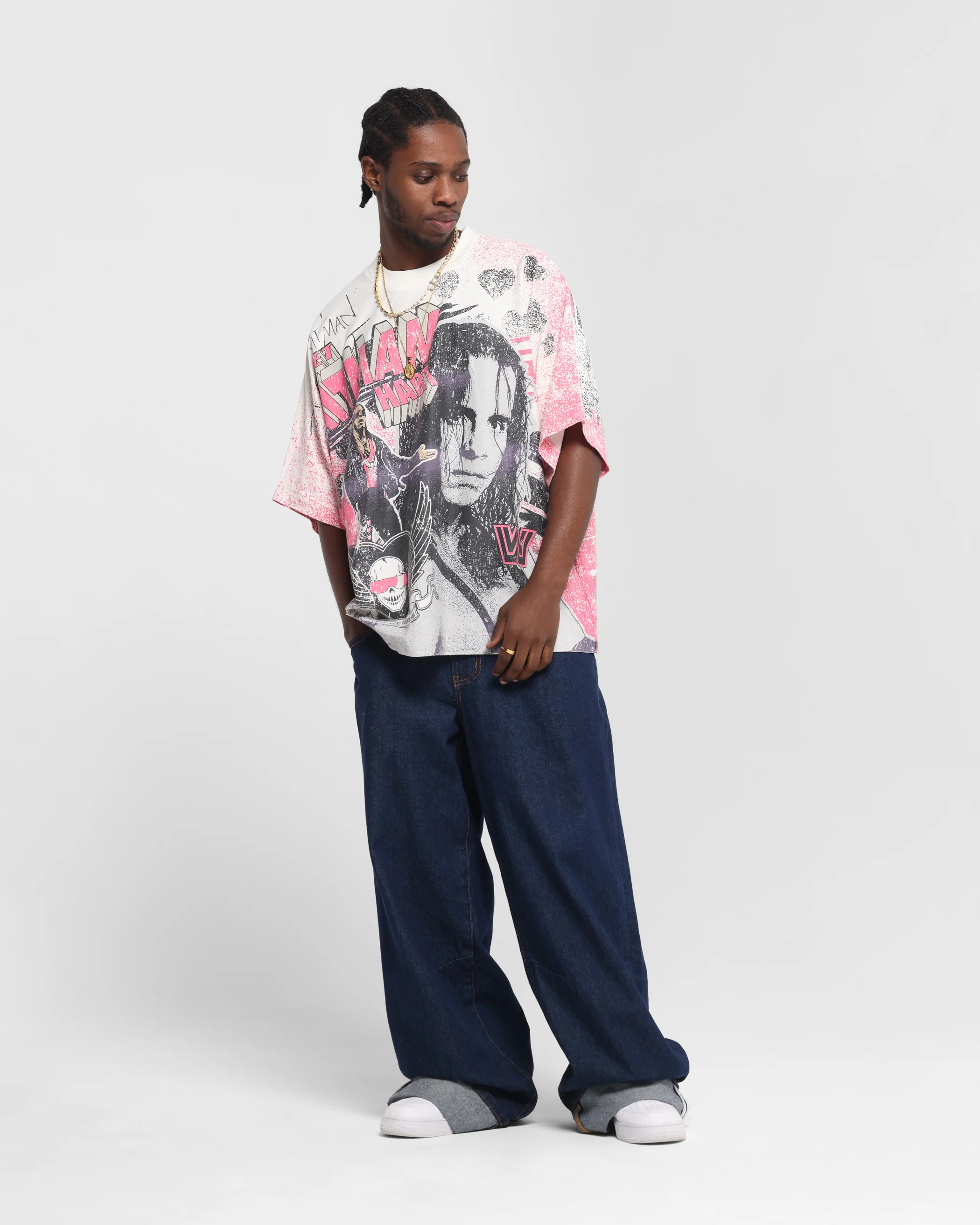 Culture Kings X WWE Bret 'The Hit Man' Hart All Over Print T-Shirt White - Image 3