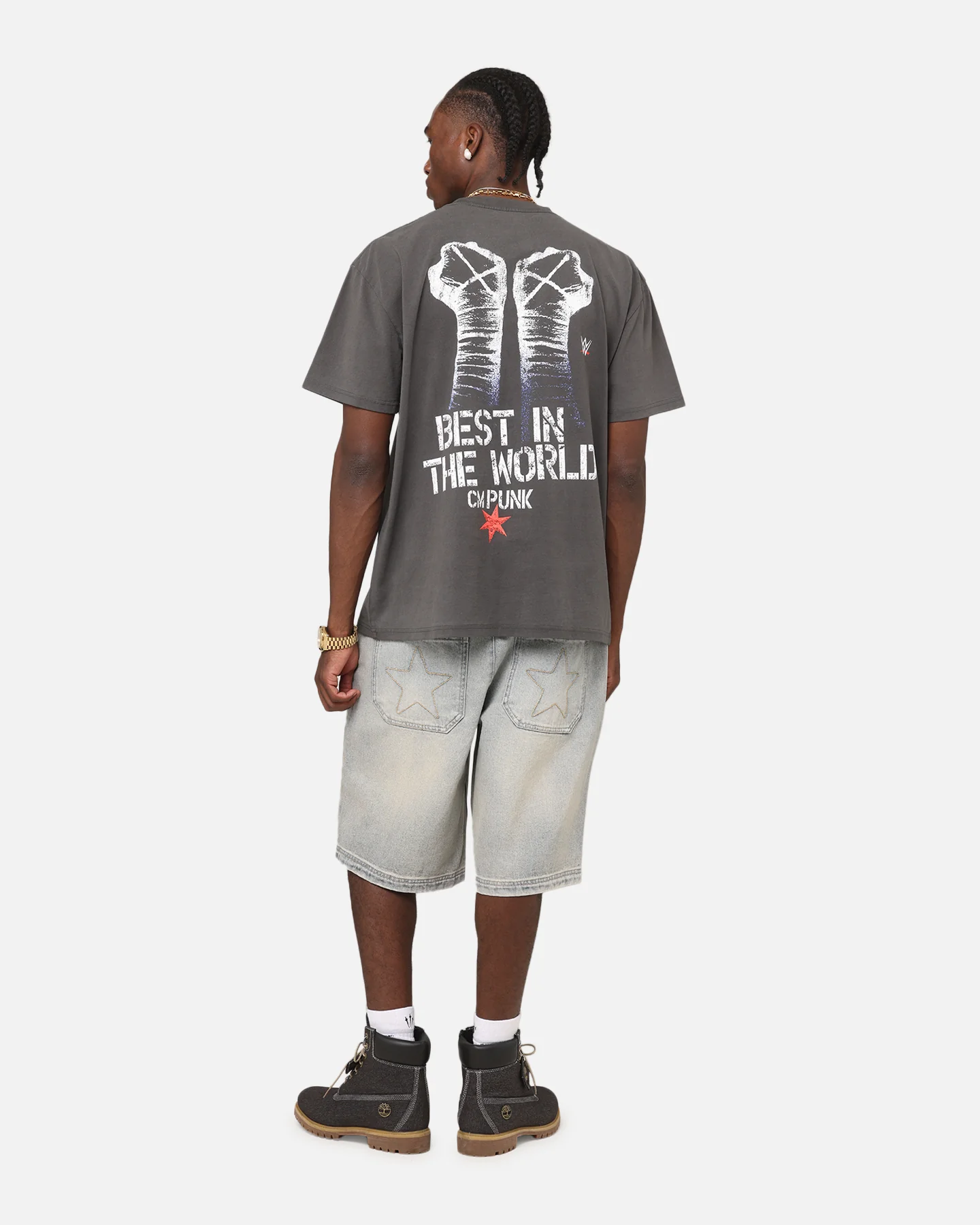 Culture Kings X WWE CM Punk Heavyweight T-Shirt Black Wash - Image 4