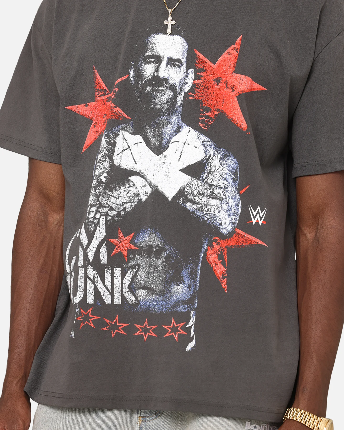 Culture Kings X WWE CM Punk Heavyweight T-Shirt Black Wash - Image 7