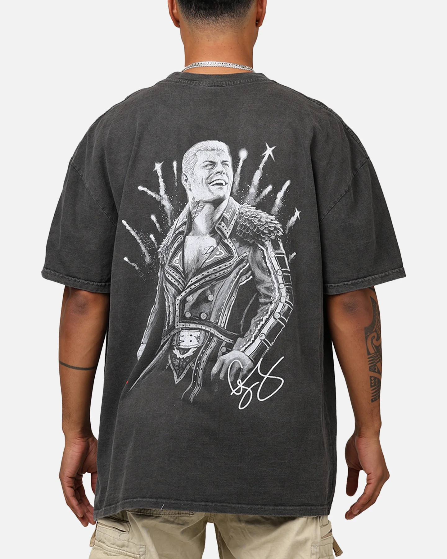 Culture Kings X WWE Cody Rhodes Heavyweight T-Shirt Black Wash - Image 2