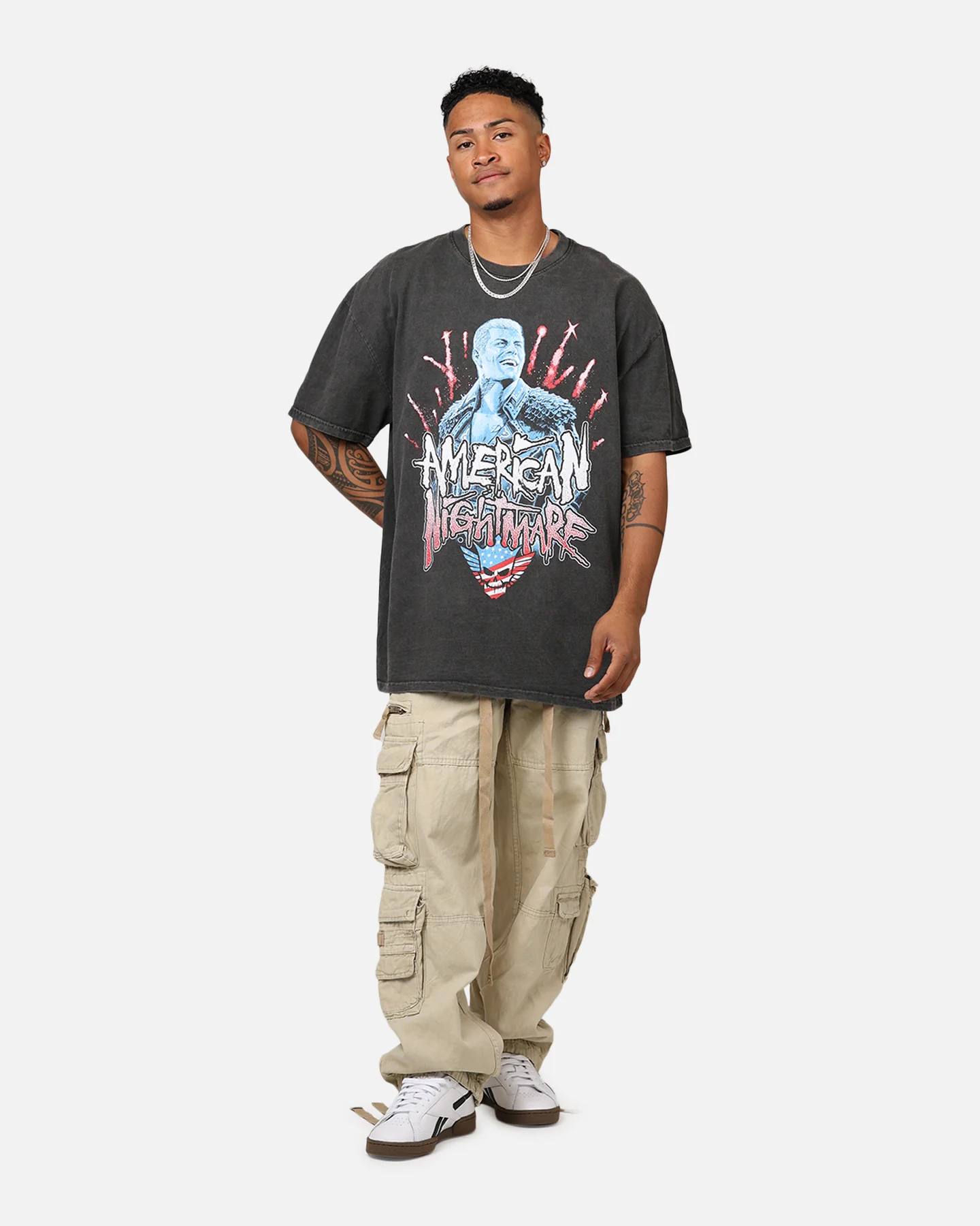 Culture Kings X WWE Cody Rhodes Heavyweight T-Shirt Black Wash - Image 3