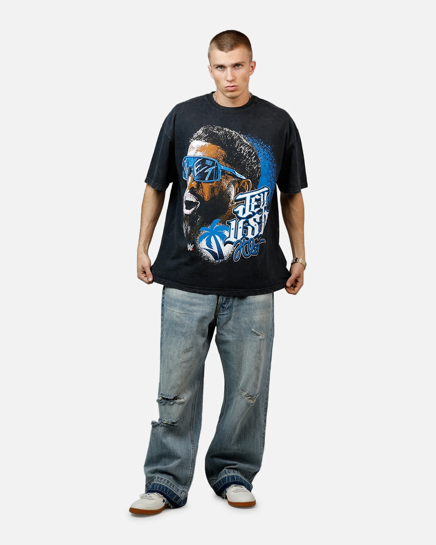 Culture Kings X WWE Jey Uso Wrestlemania XLI Vintage T-Shirt Black Acidwash - Image 3