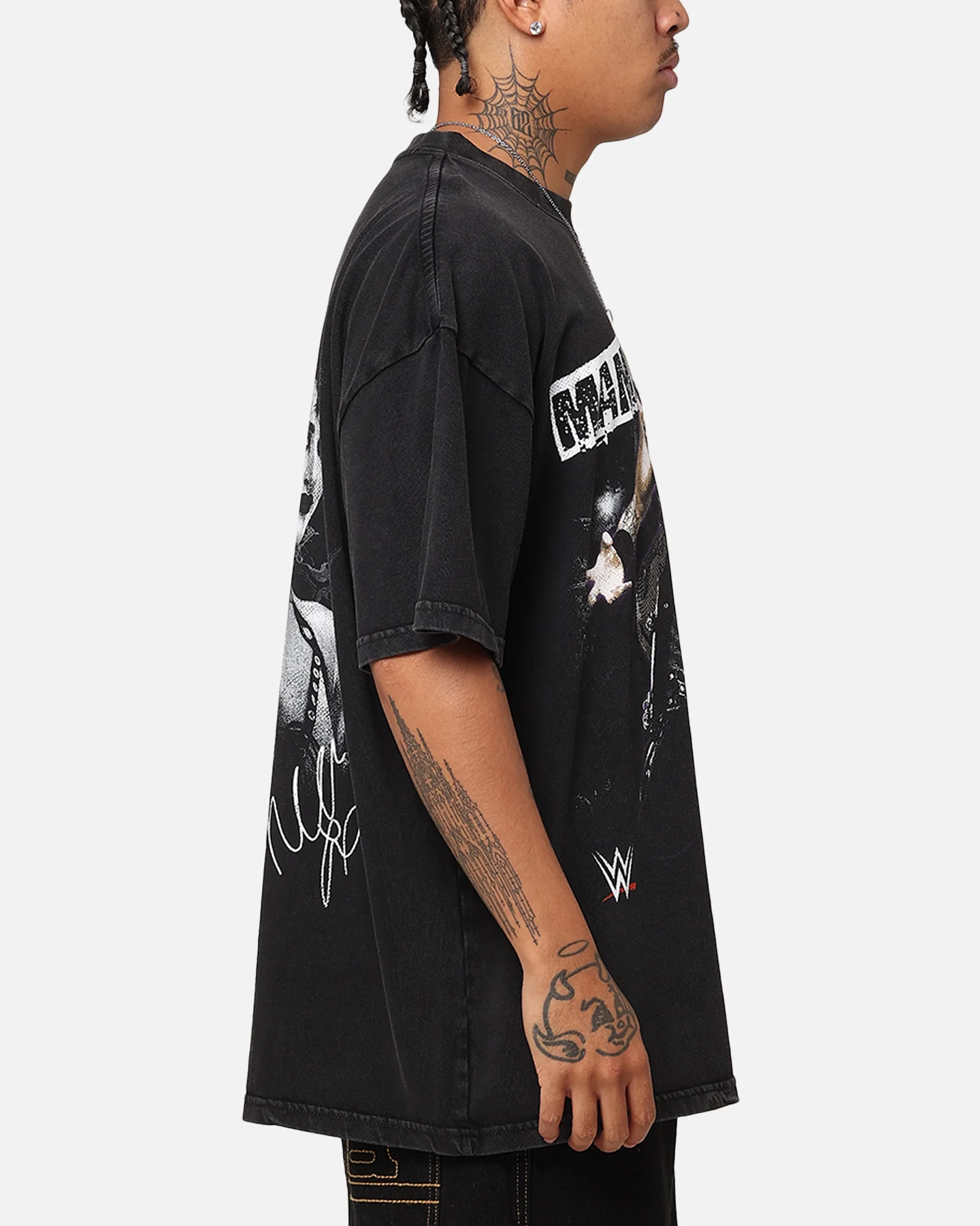 Culture Kings X WWE Rhea Ripley Vintage T-Shirt Black Acidwash - Image 5