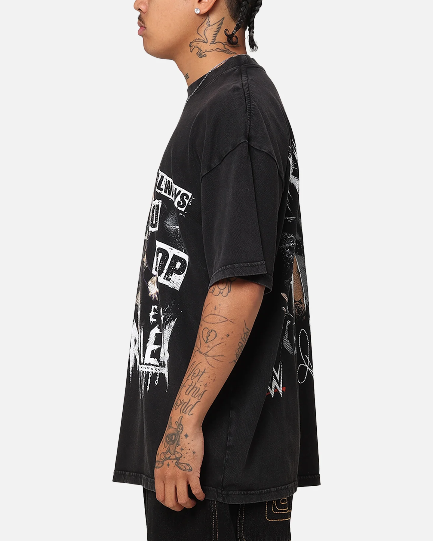 Culture Kings X WWE Rhea Ripley Vintage T-Shirt Black Acidwash - Image 6