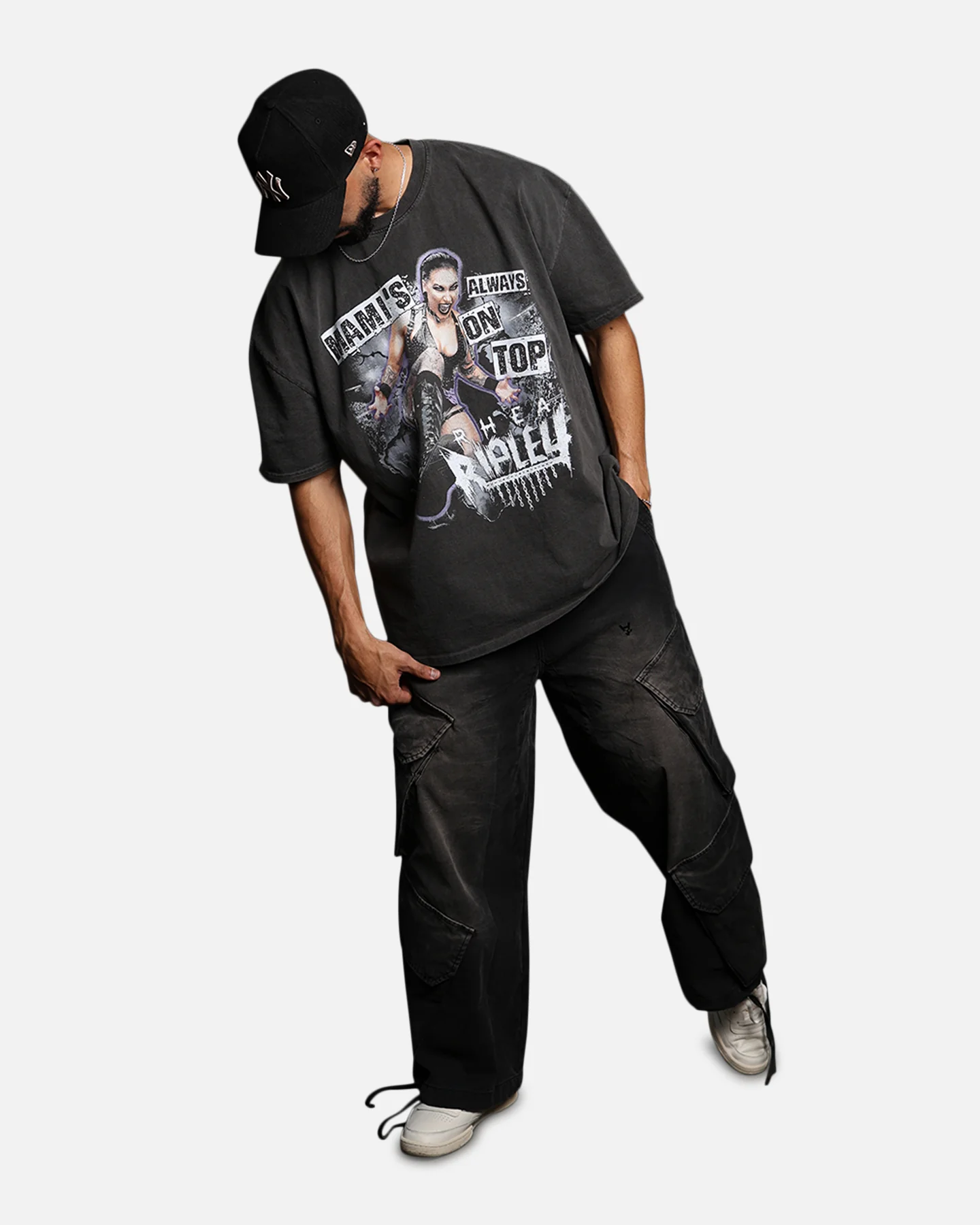 Culture Kings X WWE Rhea Ripley Vintage T-Shirt Black Wash - Image 3