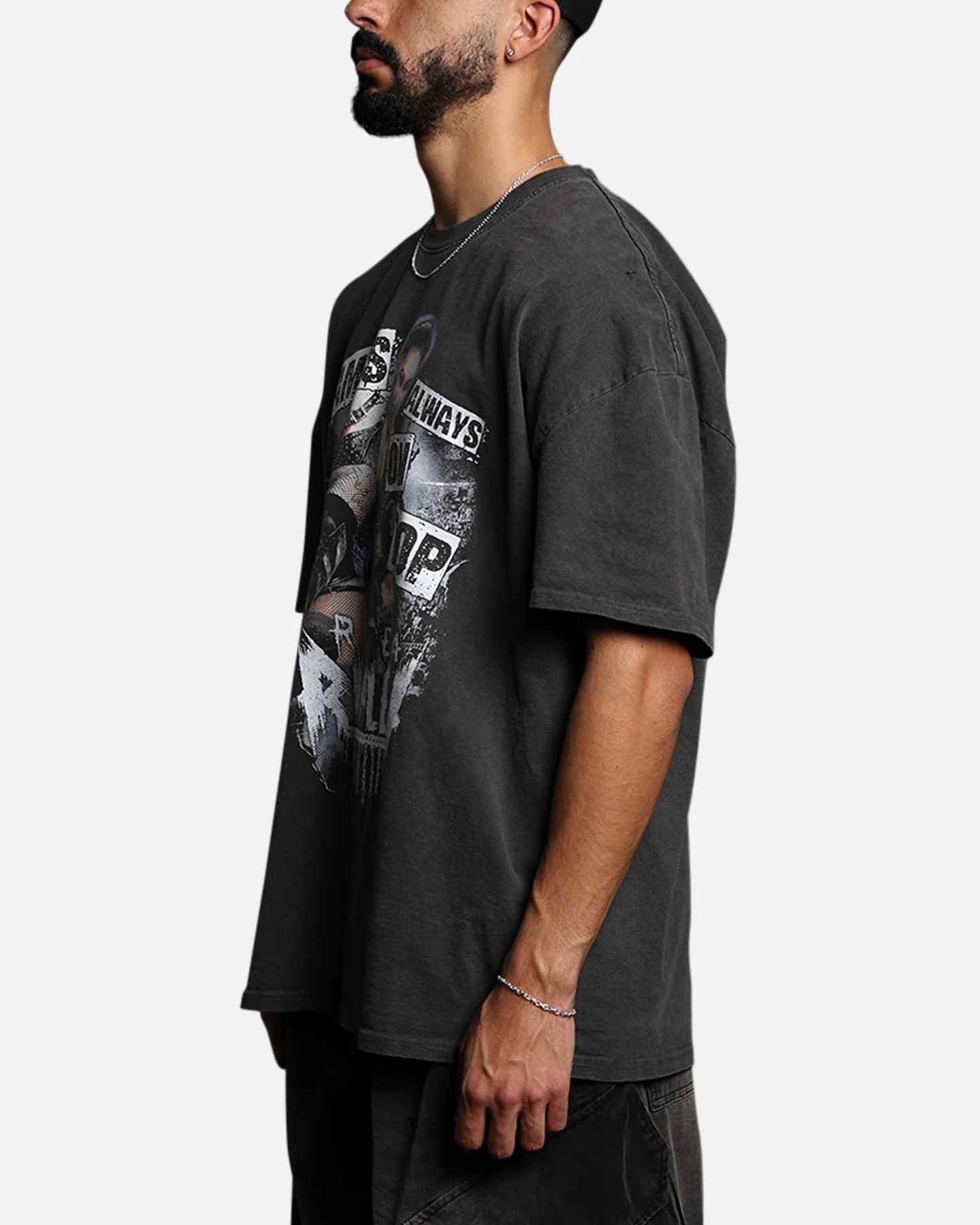 Culture Kings X WWE Rhea Ripley Vintage T-Shirt Black Wash - Image 7