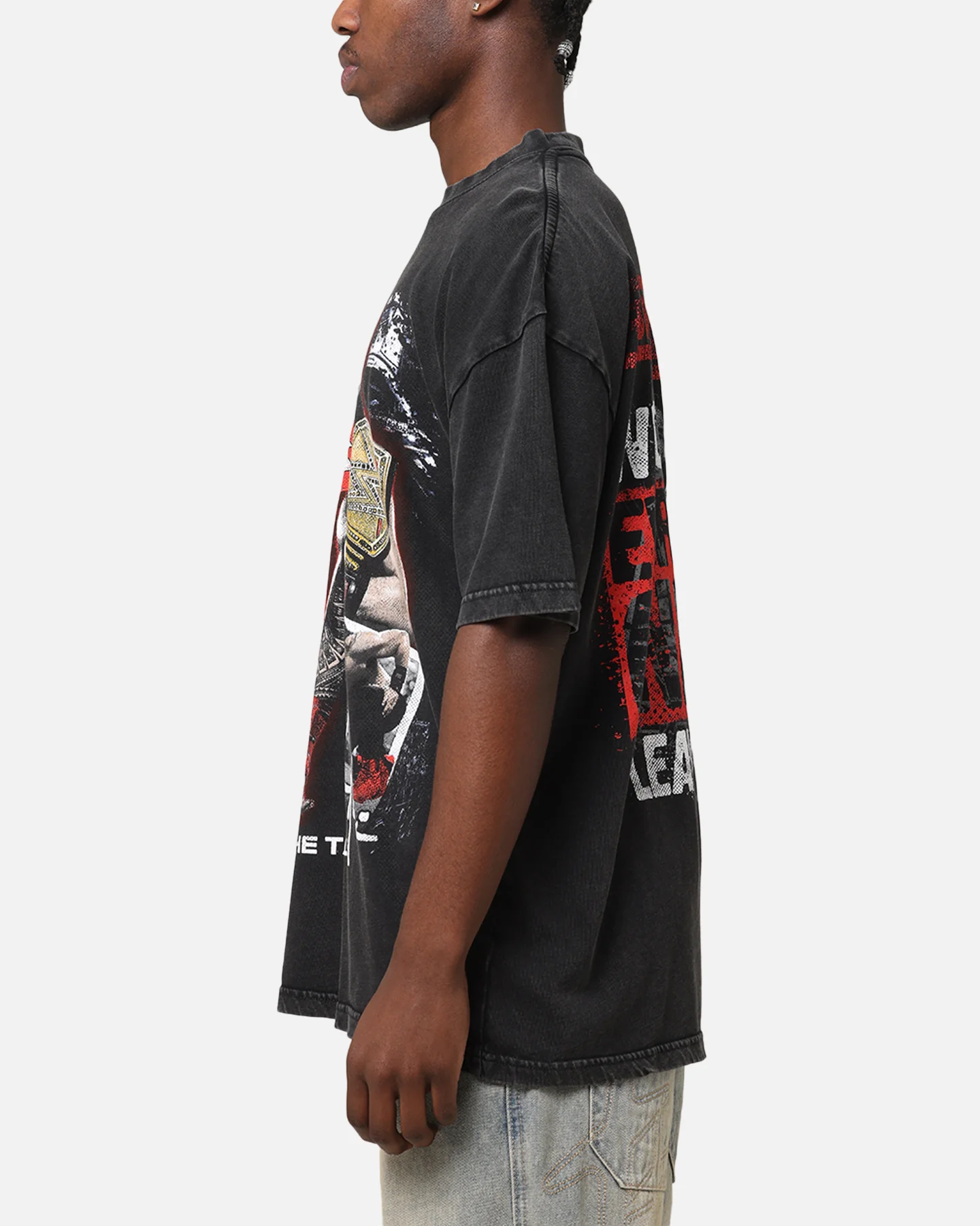 Culture Kings X WWE Roman Reigns Vintage T-Shirt Black Acidwash - Image 6