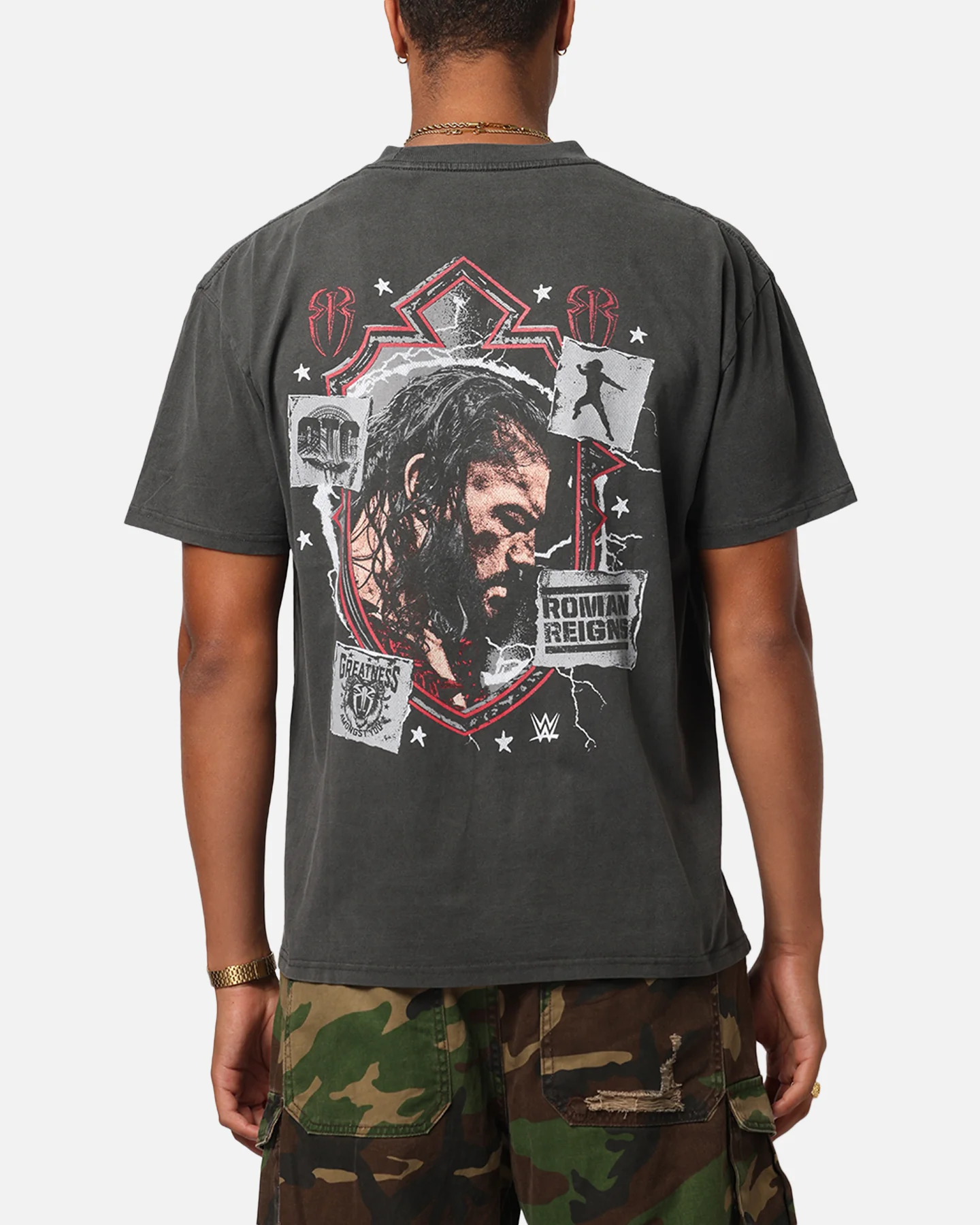 Culture Kings X WWE Roman Reigns Wrestlemania XLI Heavy T-Shirt Black Wash - Image 2