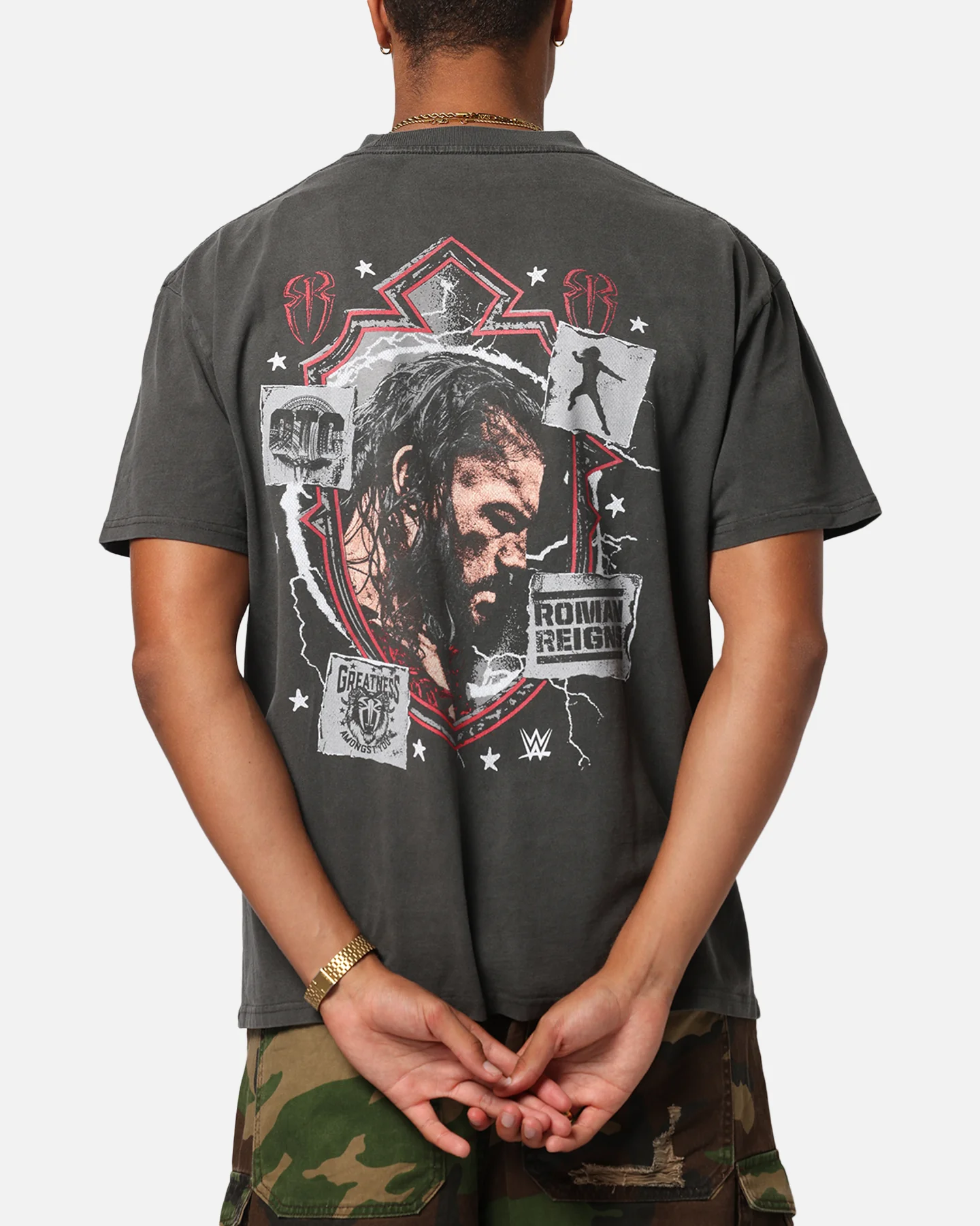 Culture Kings X WWE Roman Reigns Wrestlemania XLI Heavy T-Shirt Black Wash - Image 8