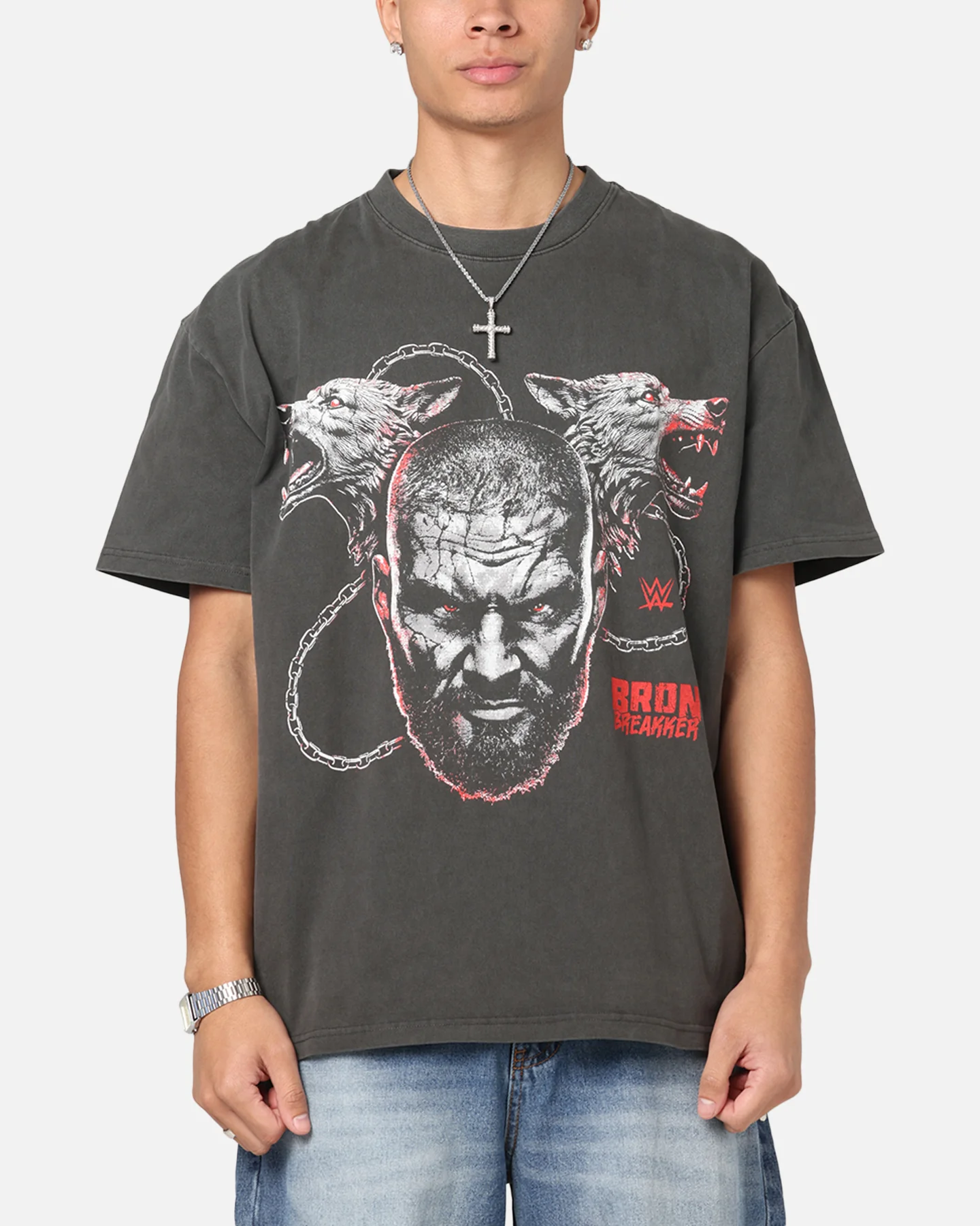 Culture Kings X WWE Bron Breaker Heavy T-Shirt Black Wash