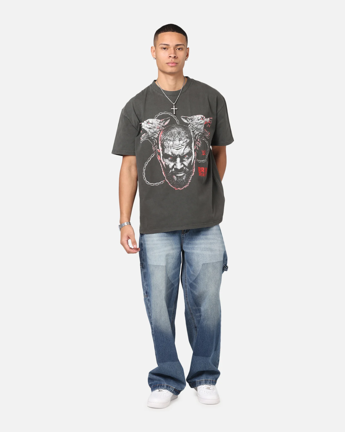 Culture Kings X WWE Bron Breaker Heavy T-Shirt Black Wash - Image 3