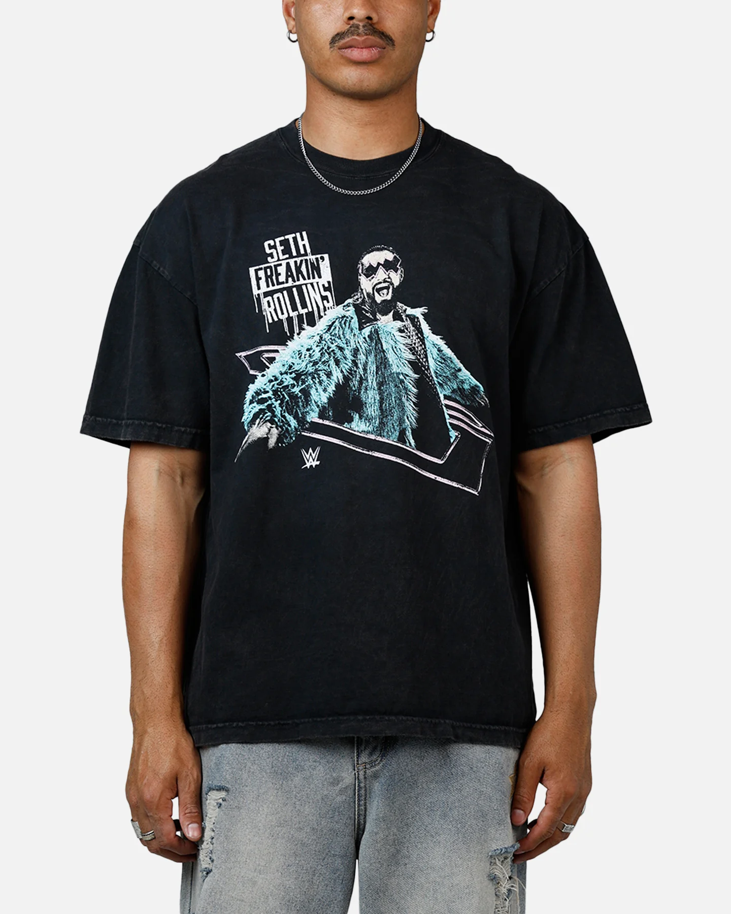Culture Kings X WWE Seth Rollins Wrestlemania XLI Vintage T-Shirt Black Acidwash - Image 2