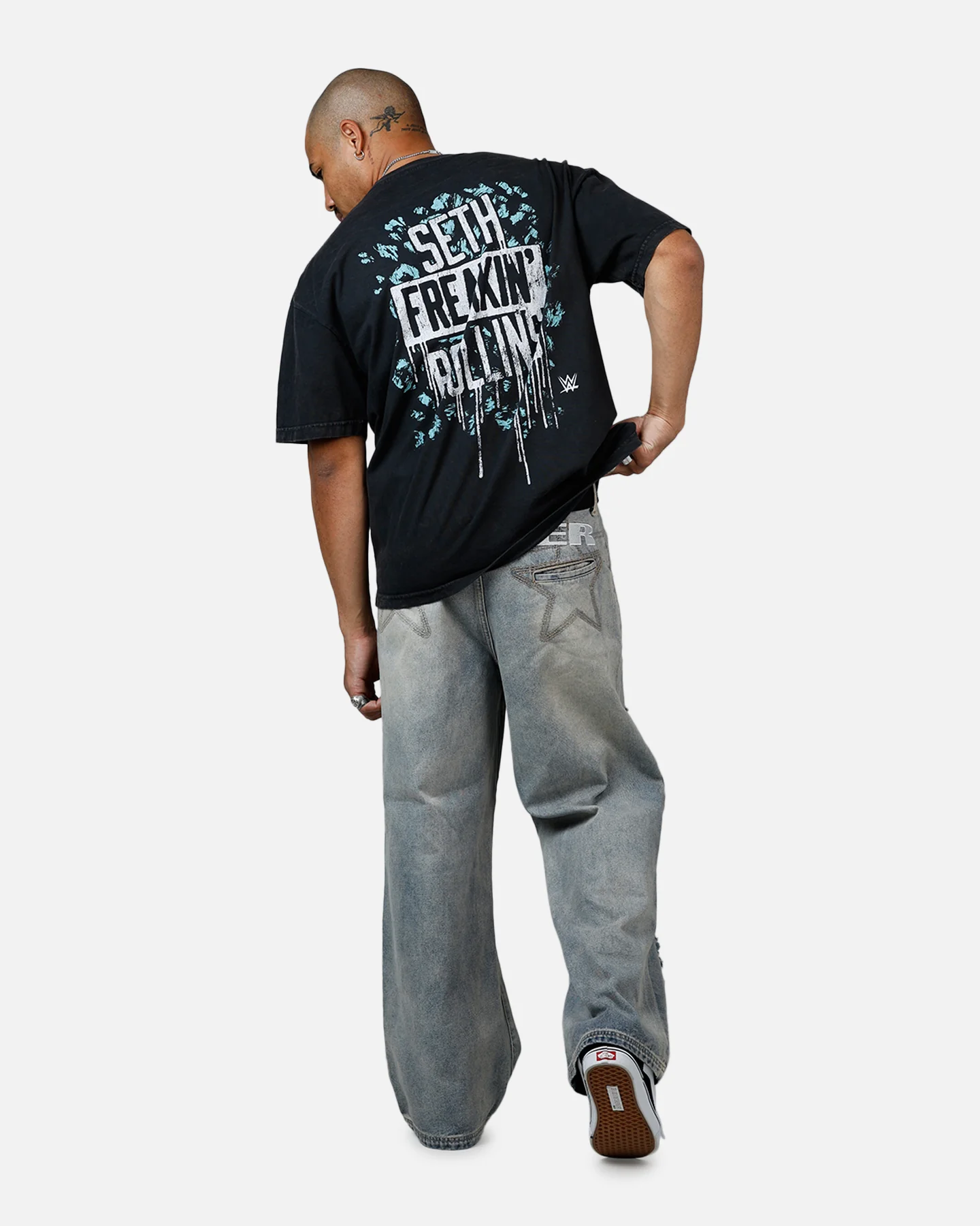 Culture Kings X WWE Seth Rollins Wrestlemania XLI Vintage T-Shirt Black Acidwash - Image 6