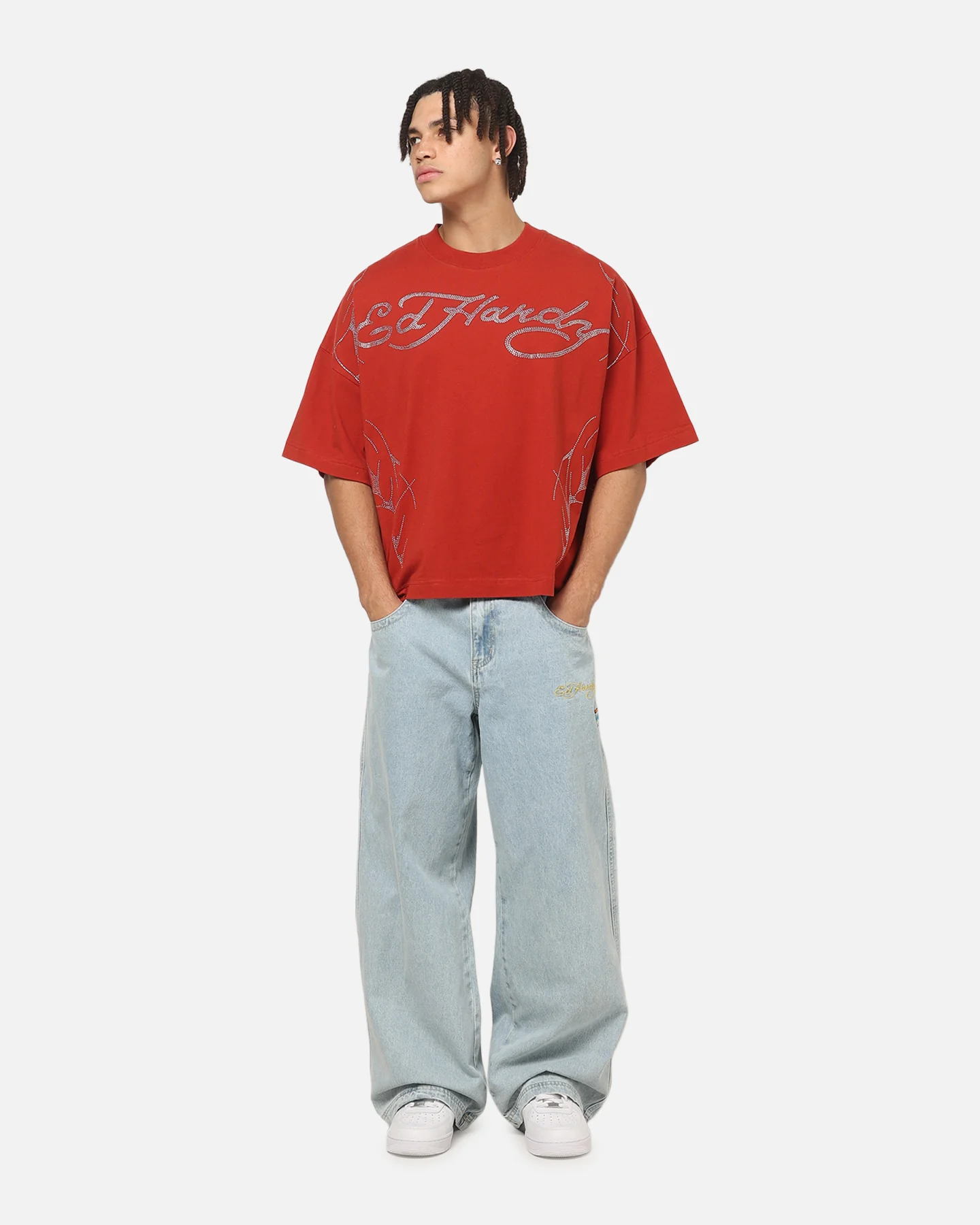 Ed Hardy Cyber Rhinestone T-Shirt Red - Image 3