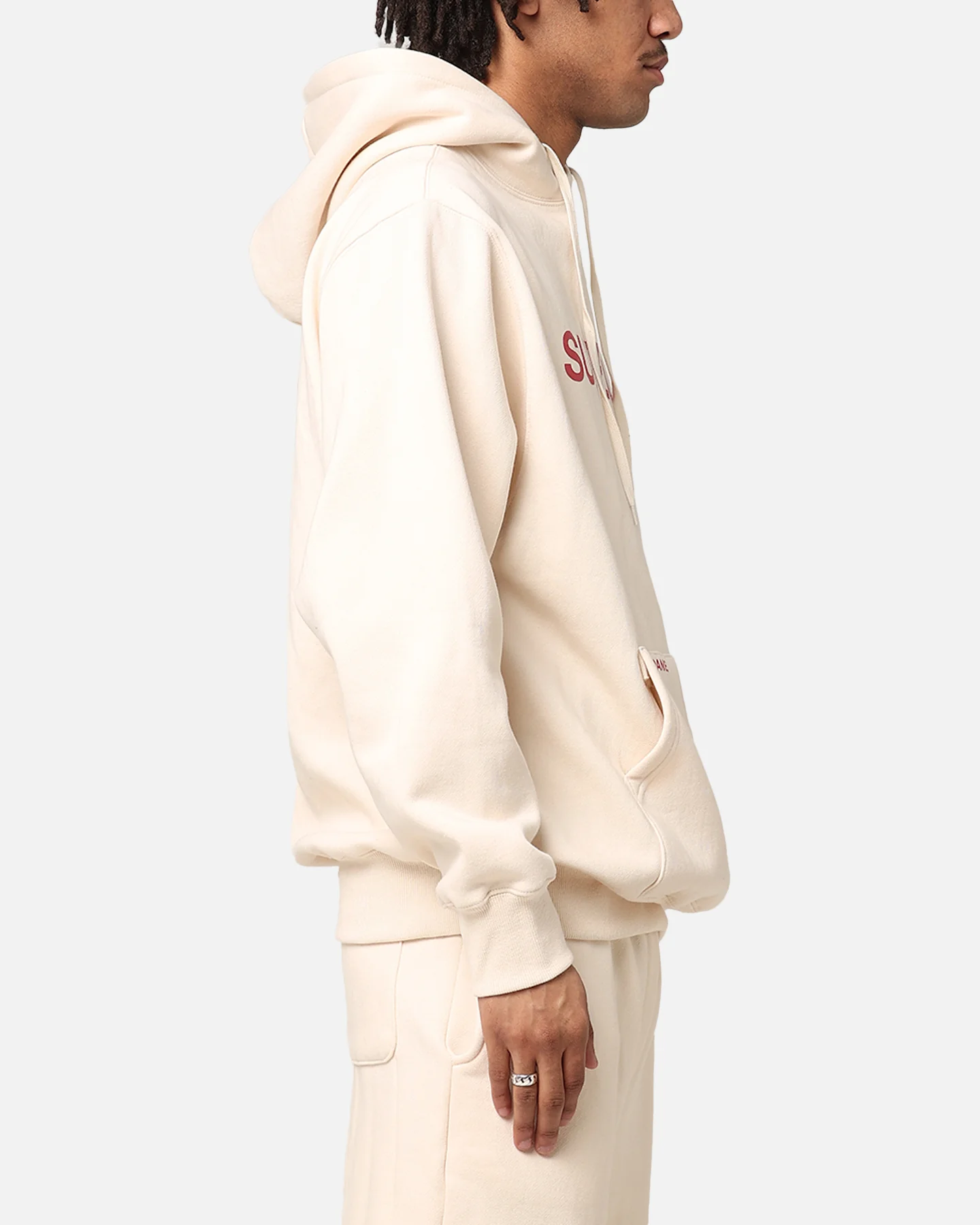 Daniel Patrick Surplus Logo Hoodie Cream/Maroon - Image 4