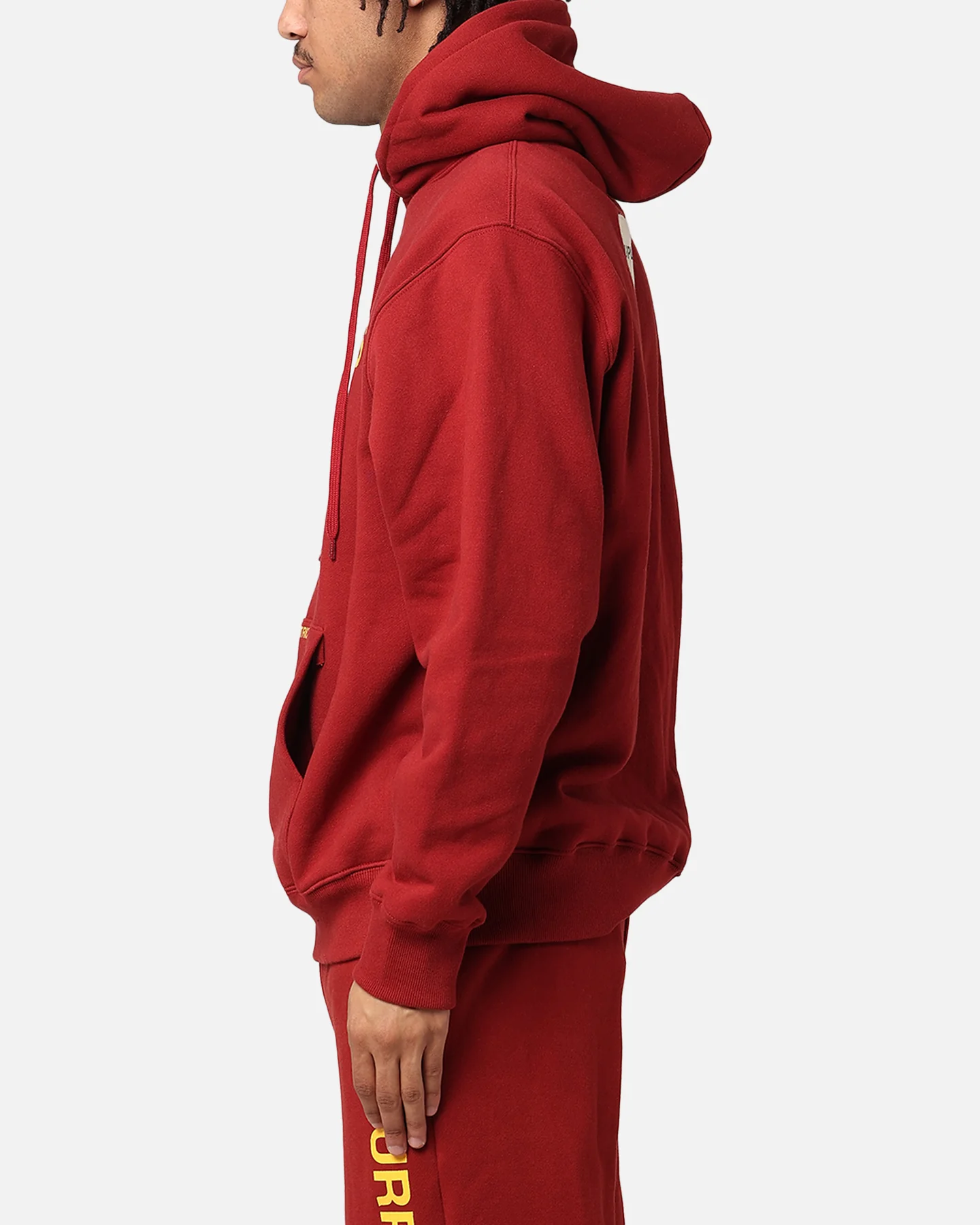Daniel Patrick Surplus Logo Hoodie Maroon/Yellow - Image 5