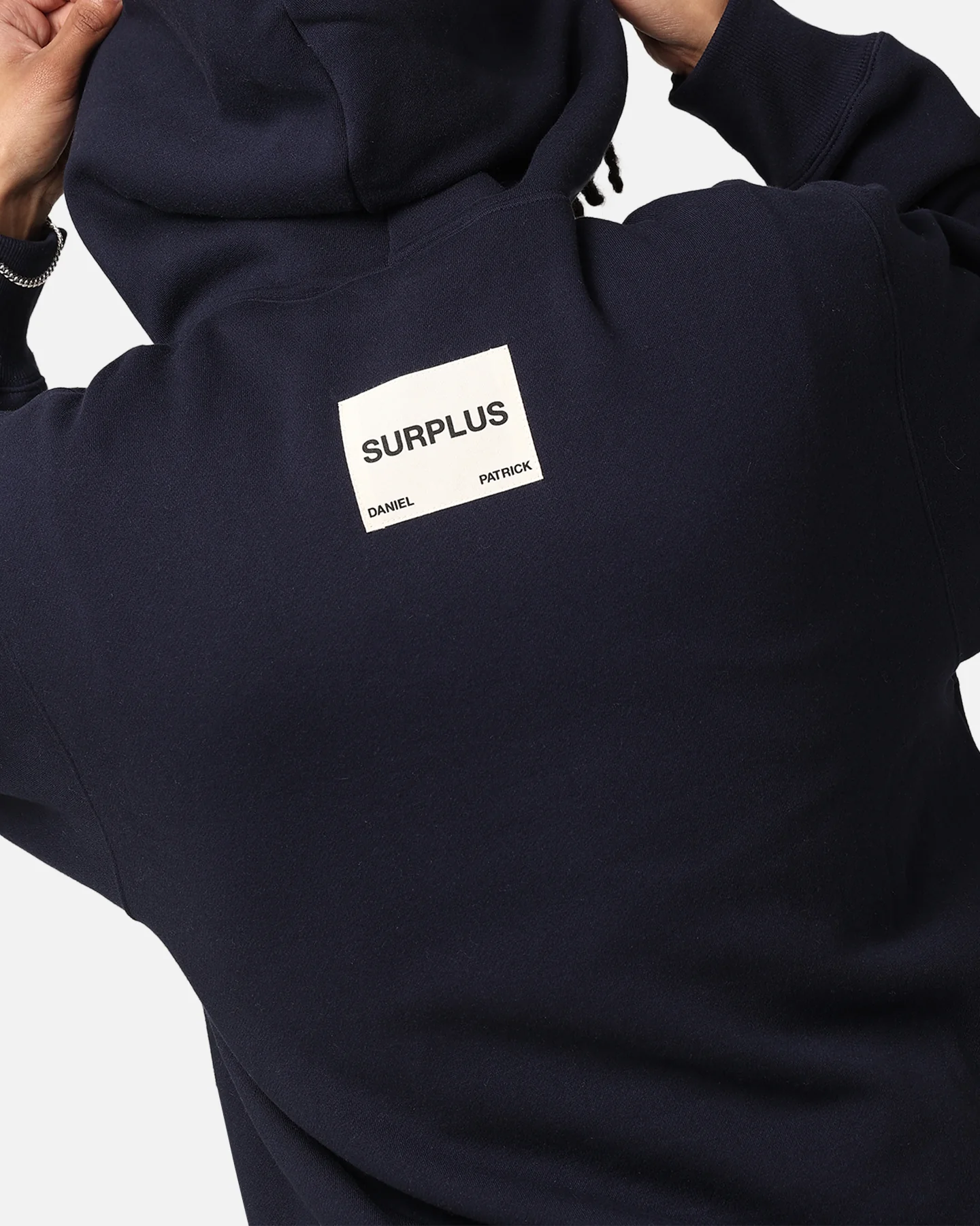 Daniel Patrick Surplus Logo Hoodie Navy/Cream/Red - Image 6