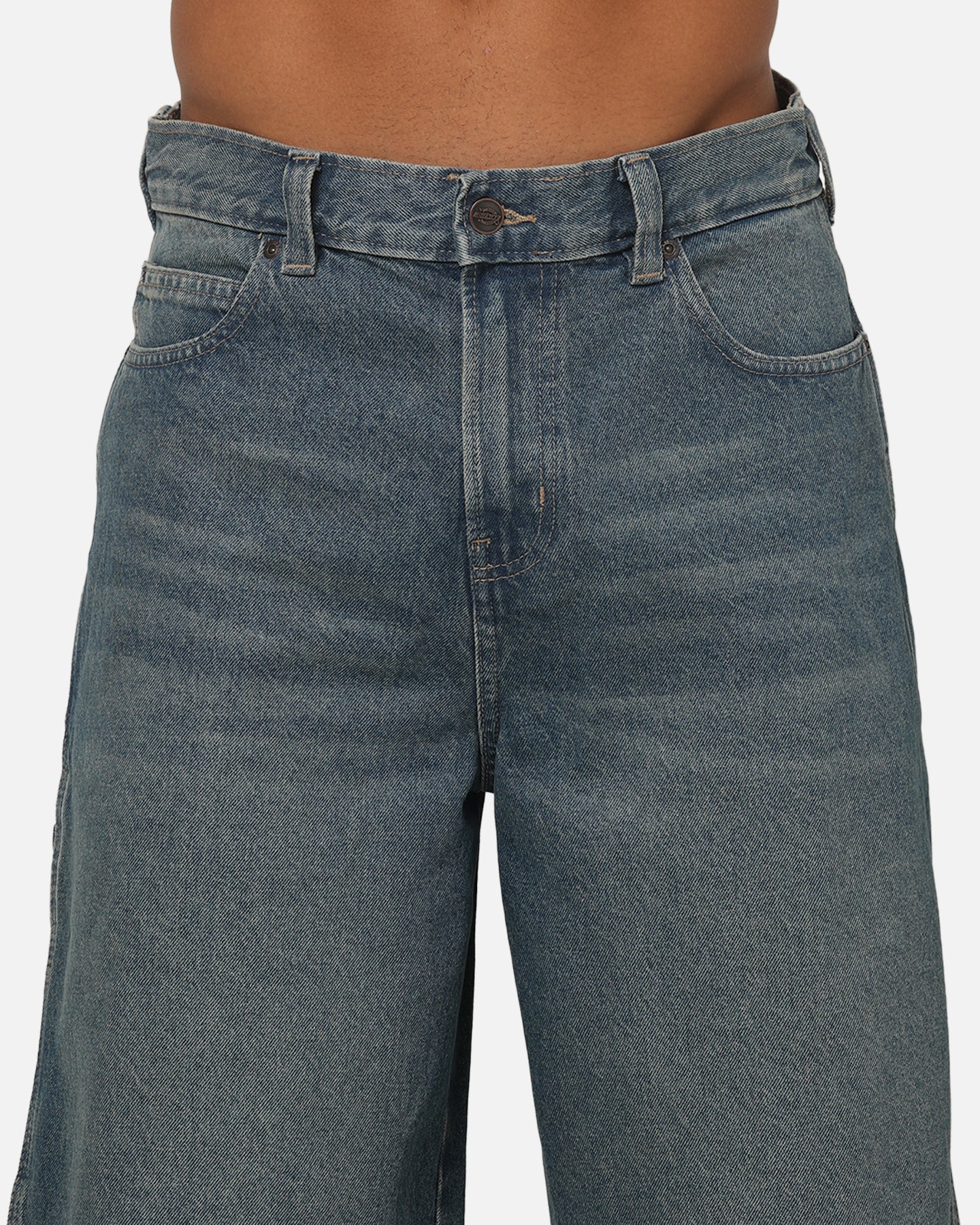Dickies Denim 13" Loose Jean Shorts Khaki Tinted Blue - Image 6