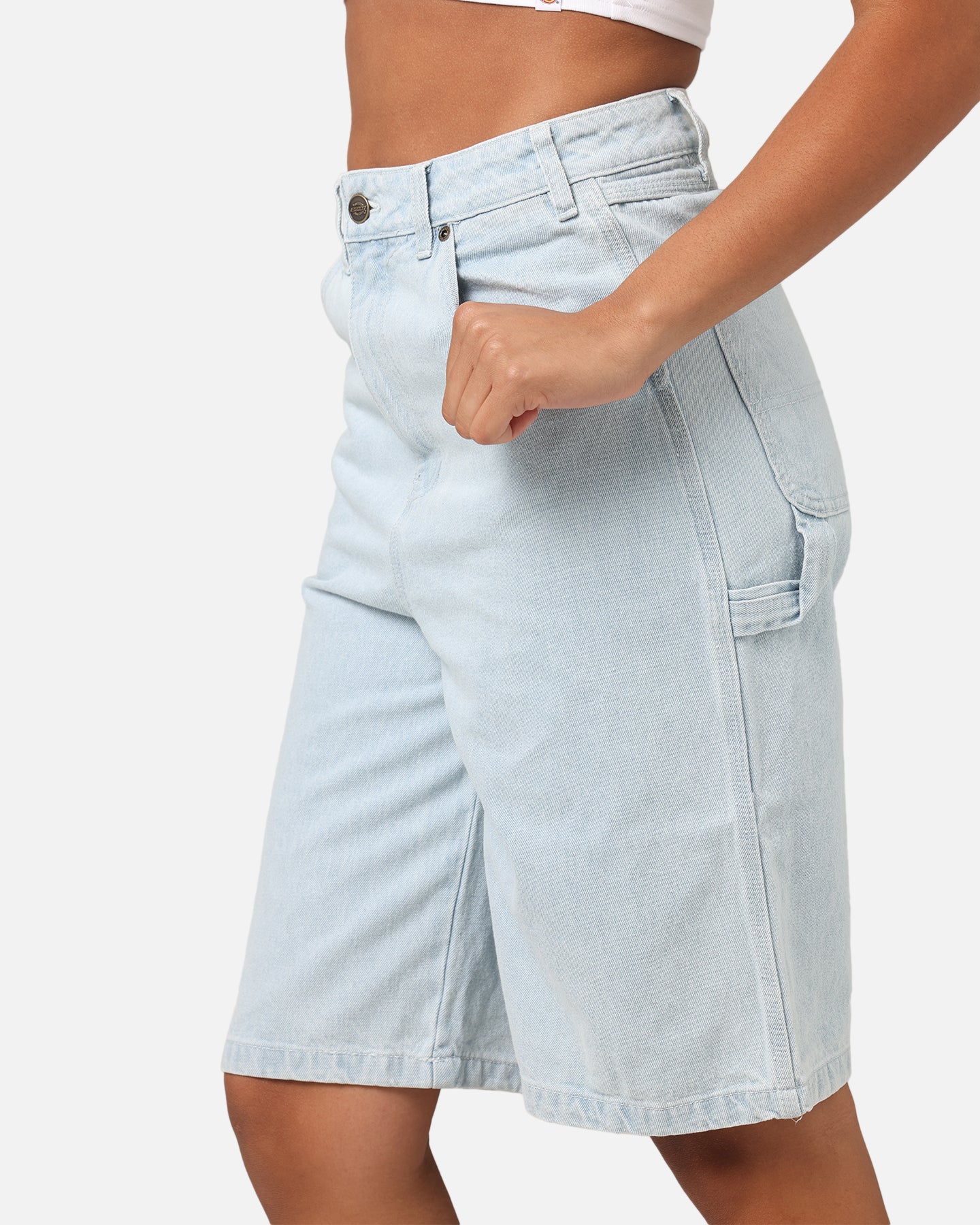Dickies Women's Carpenter Denim Shorts Sky Blue - Image 4