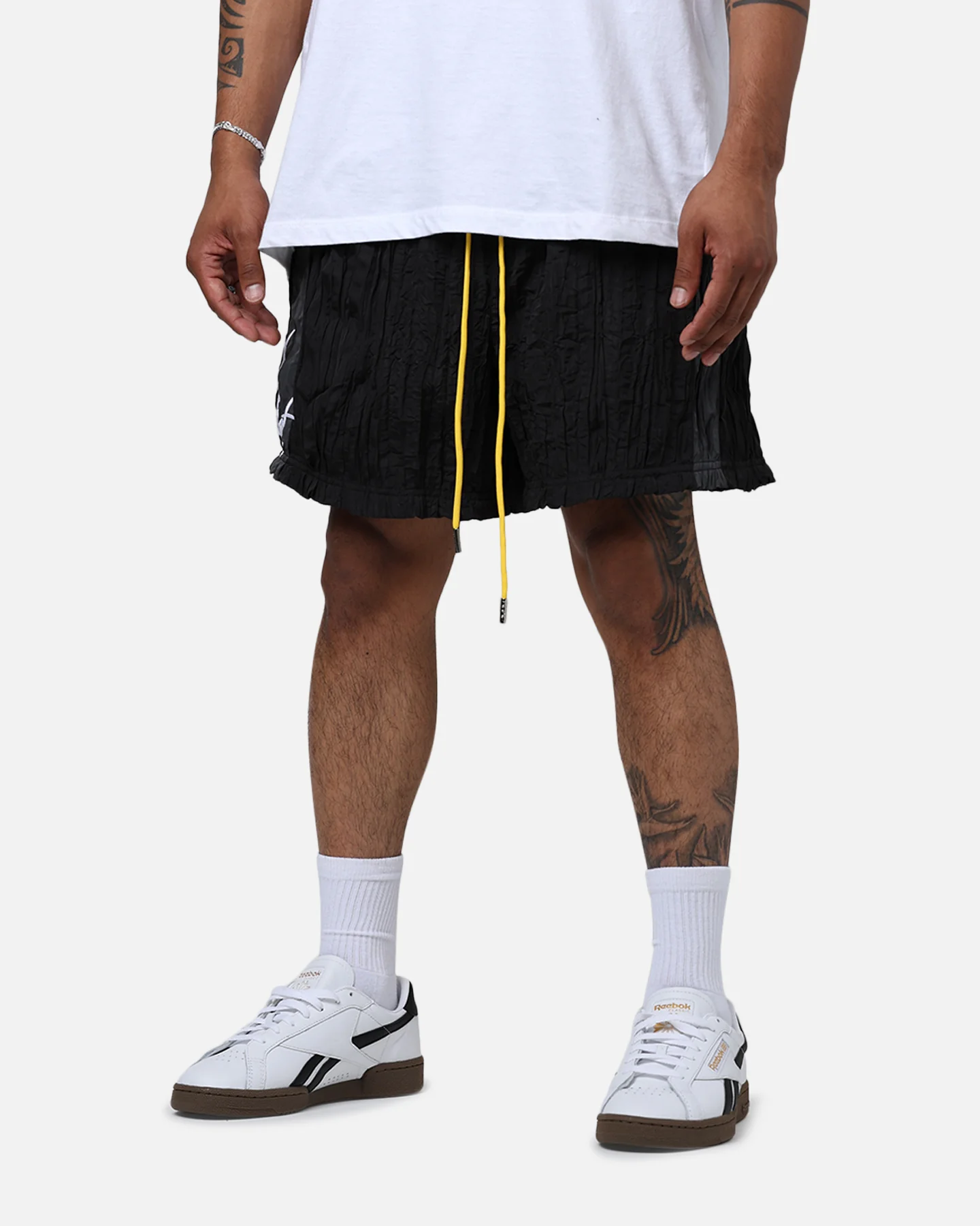 Diet Starts Monday Crinkled Nylon Shorts Black/Grey - Image 4