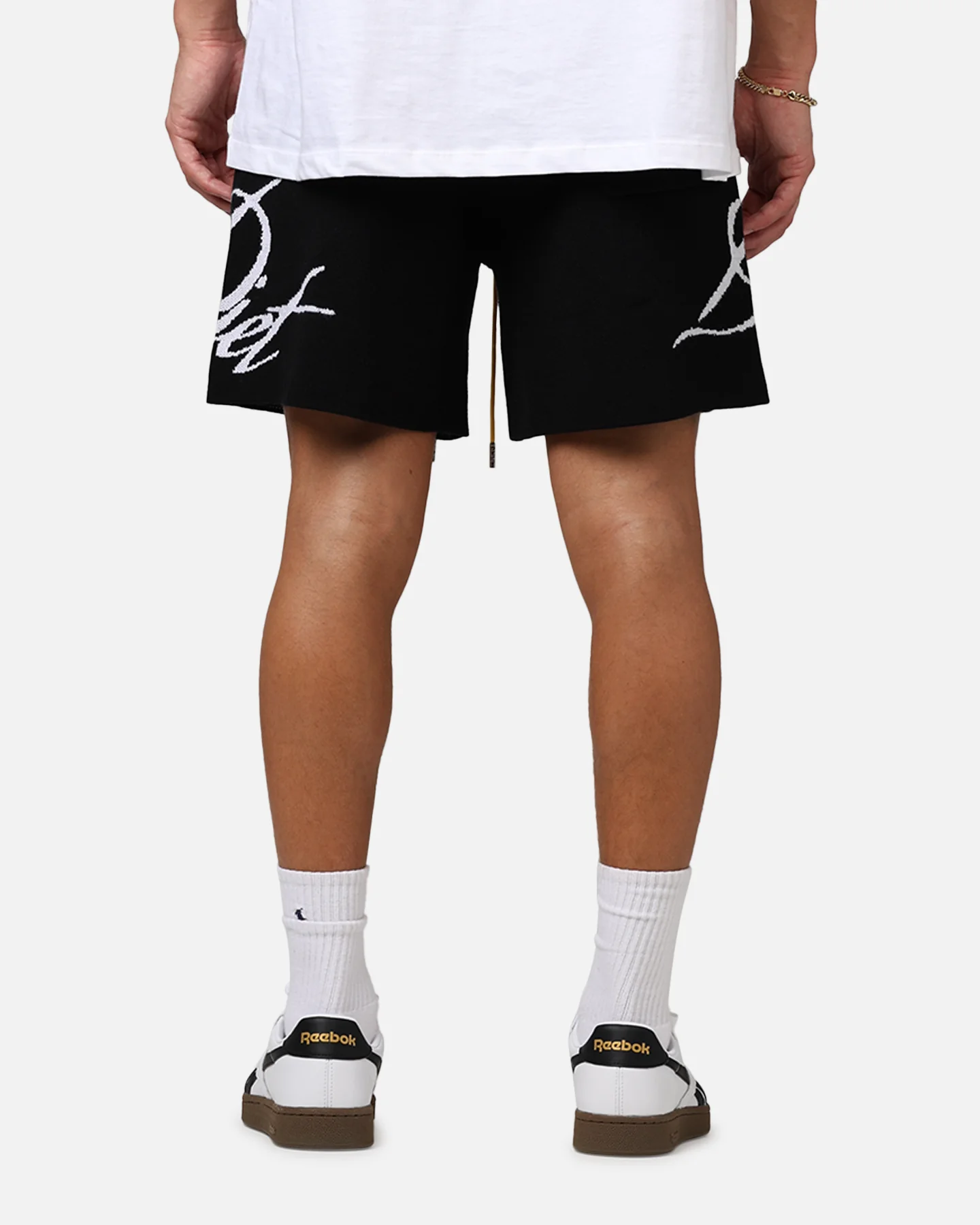 Diet Starts Monday Knitted Script Shorts Black - Image 5