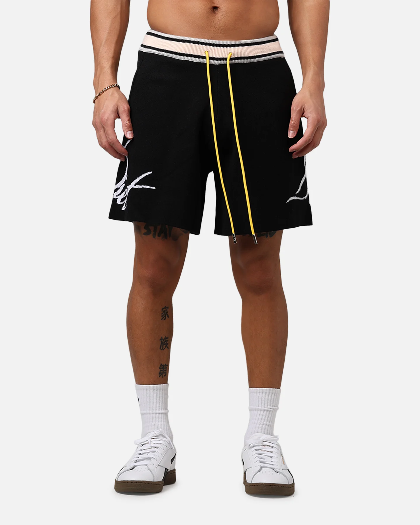Diet Starts Monday Knitted Script Shorts Black - Image 6