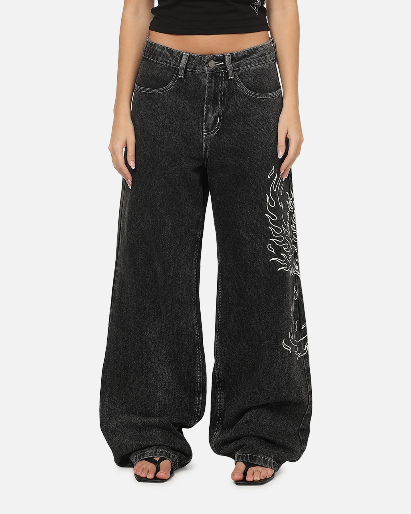 Ed Hardy Women's Distressed Logo Jeans Black - Image 5