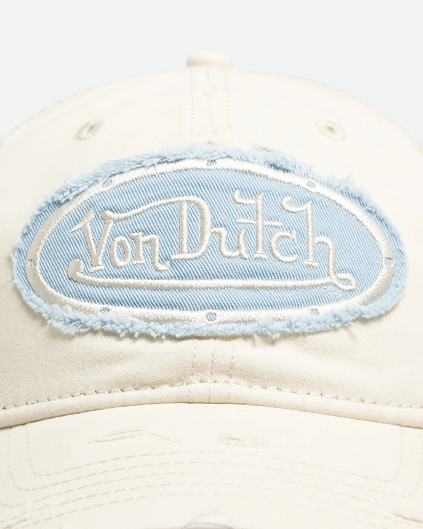 Von Dutch Distressed Trucker Snapback Ecru/Light Blue - Image 5