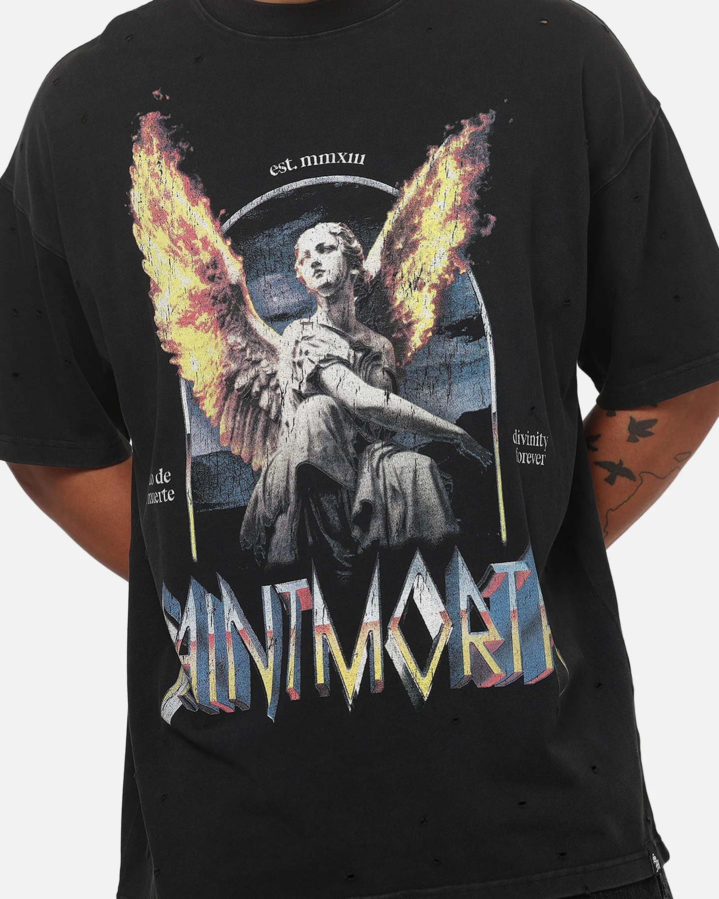 Saint Morta Divinity Forever Boxy T-Shirt Washed Black - Image 6