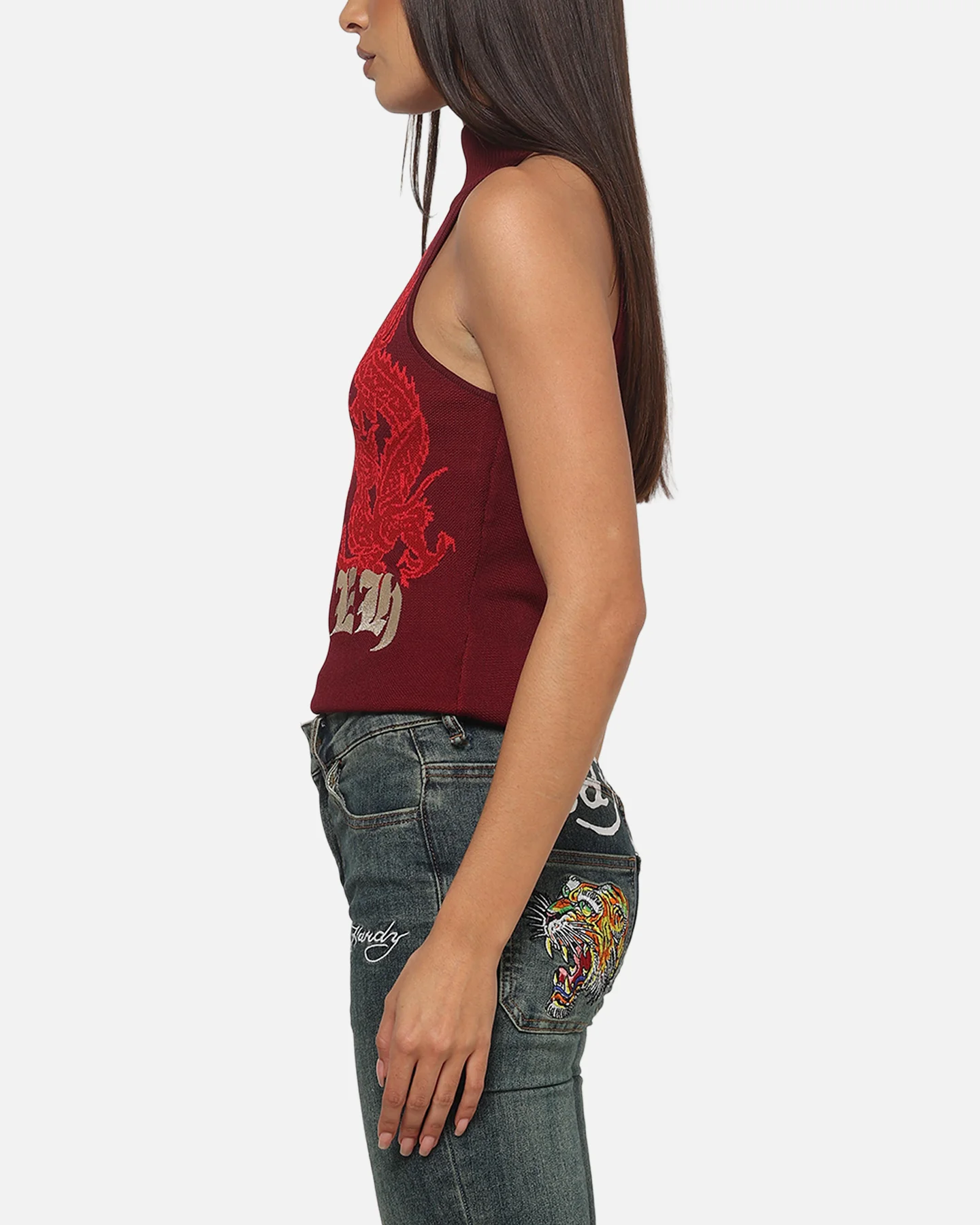 Ed Hardy Women's Dragon Knitted Top Plum - Image 5