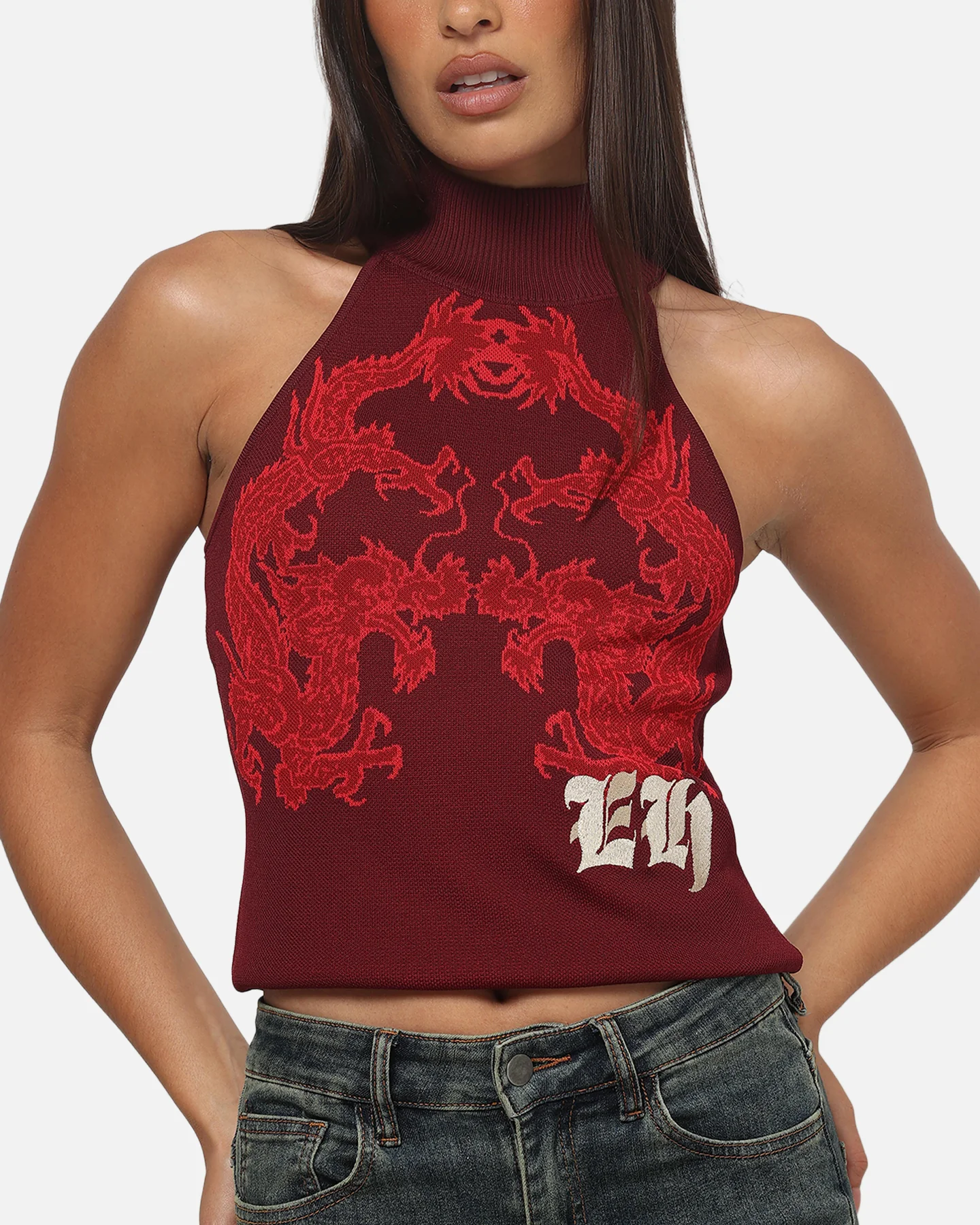 Ed Hardy Women's Dragon Knitted Top Plum - Image 6