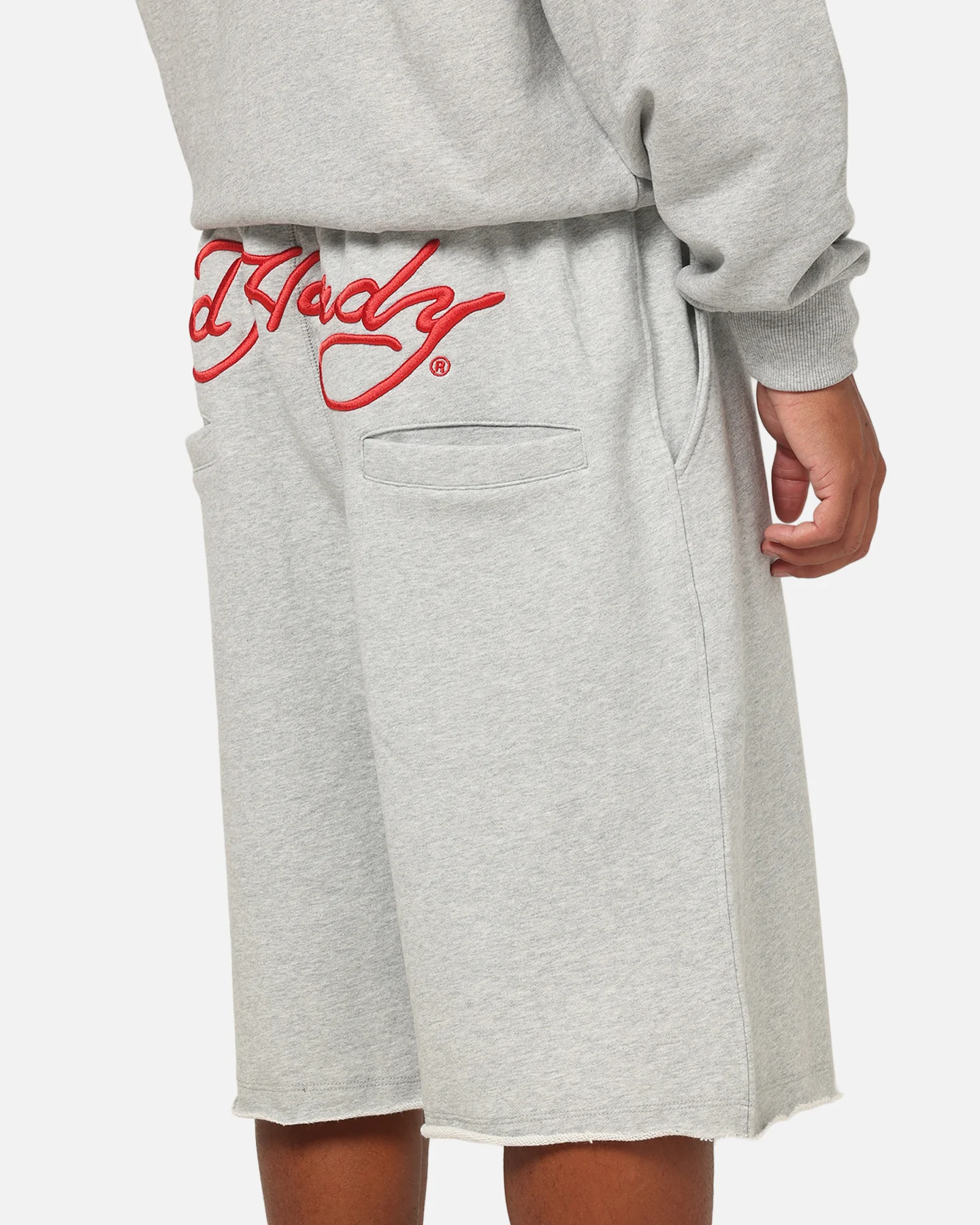 Ed Hardy Baggy Fleece Shorts Grey Marle - Image 3