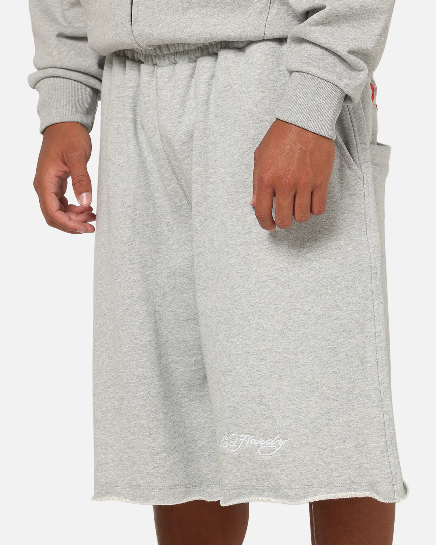 Ed Hardy Baggy Fleece Shorts Grey Marle - Image 4