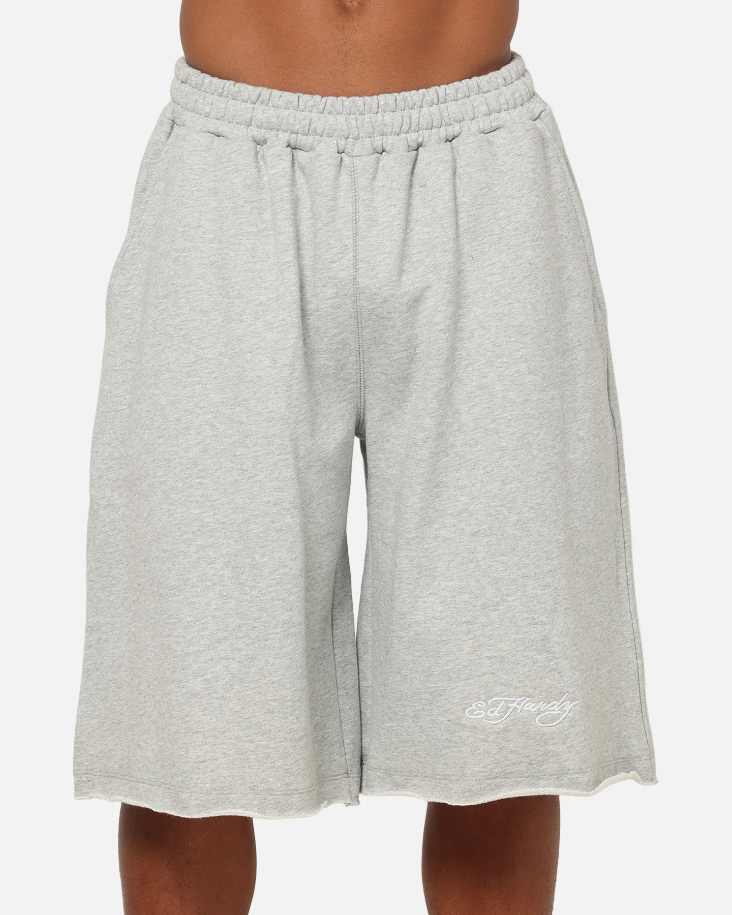 Ed Hardy Baggy Fleece Shorts Grey Marle - Image 7