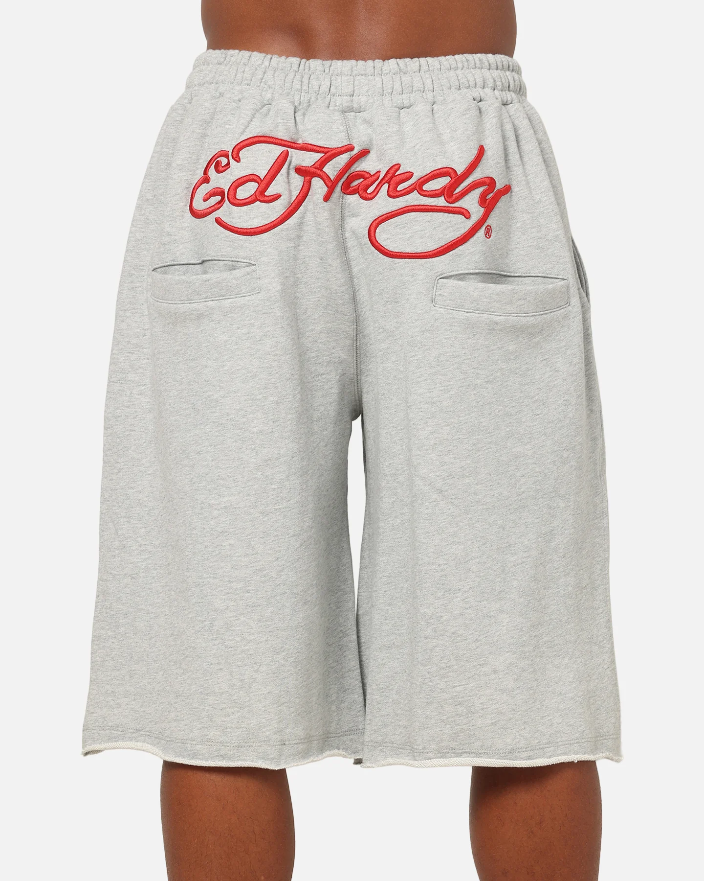 Ed Hardy Baggy Fleece Shorts Grey Marle - Image 8