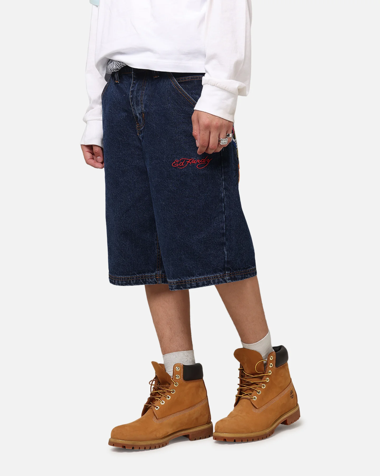 Ed Hardy Brave Hearts Jorts Indigo - Image 6